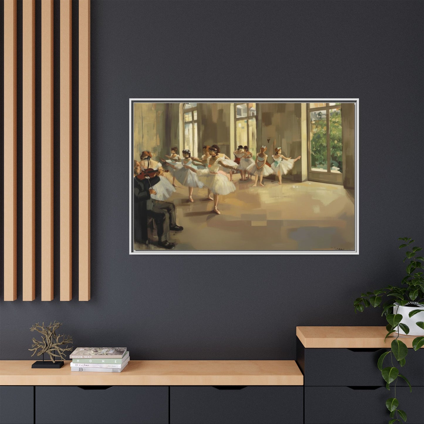 Framed Matte Canvas Print — Ballet Class Scene (Impressionist Dancers)