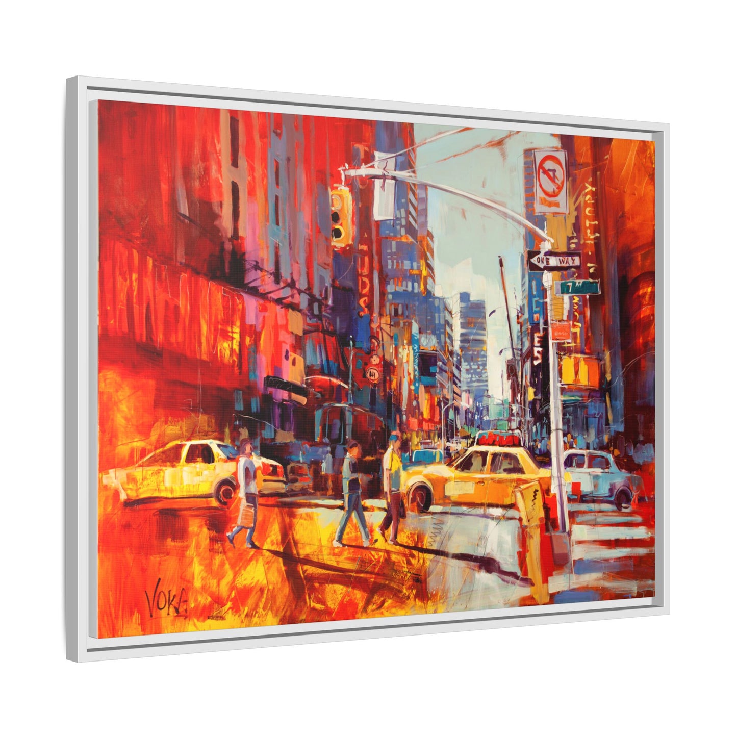 New York 7th AV attributed to Voke Framed Matte Canvas – Art Print