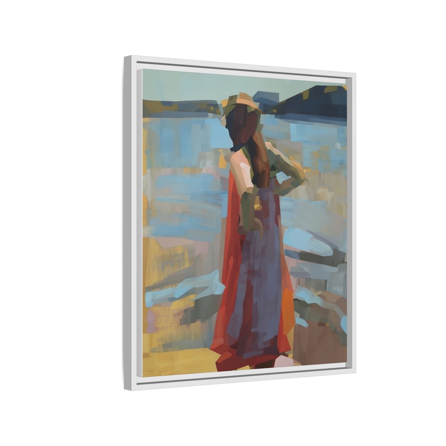 Framed Matte Canvas Print — Coastal Woman Abstract Art