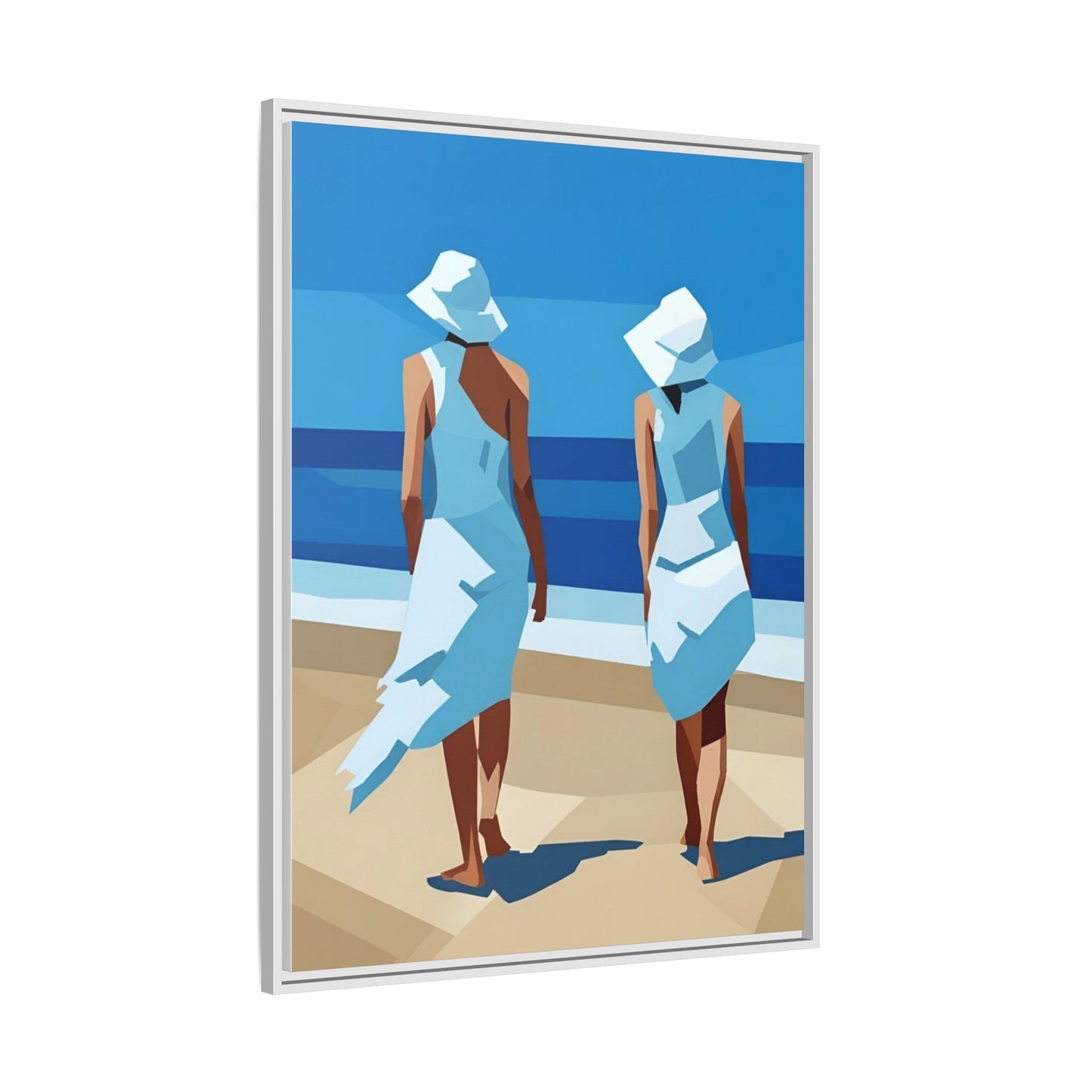 Seaside Stroll Matte Canvas Framed Print — Coastal Beach Art