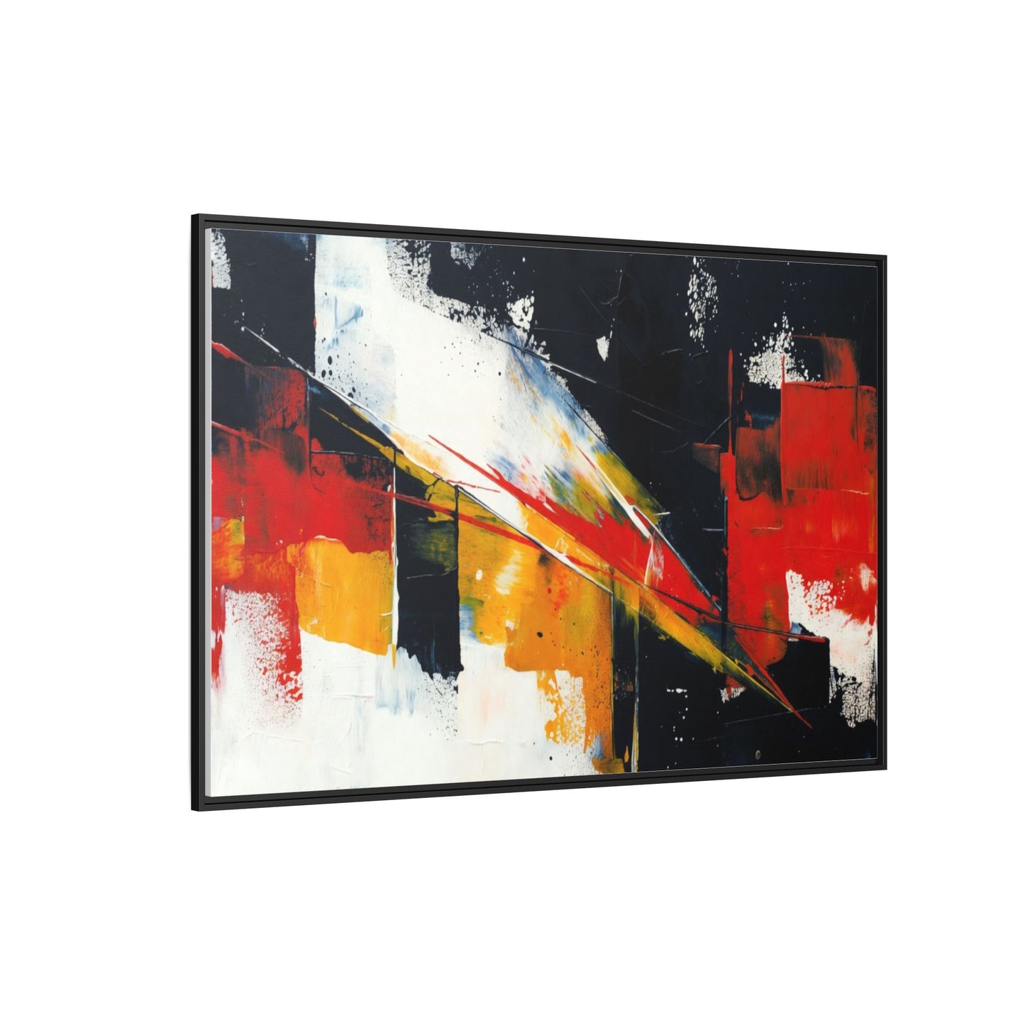 Abstract Red & Black Framed Canvas Print — Modern Geometric Wall Art
