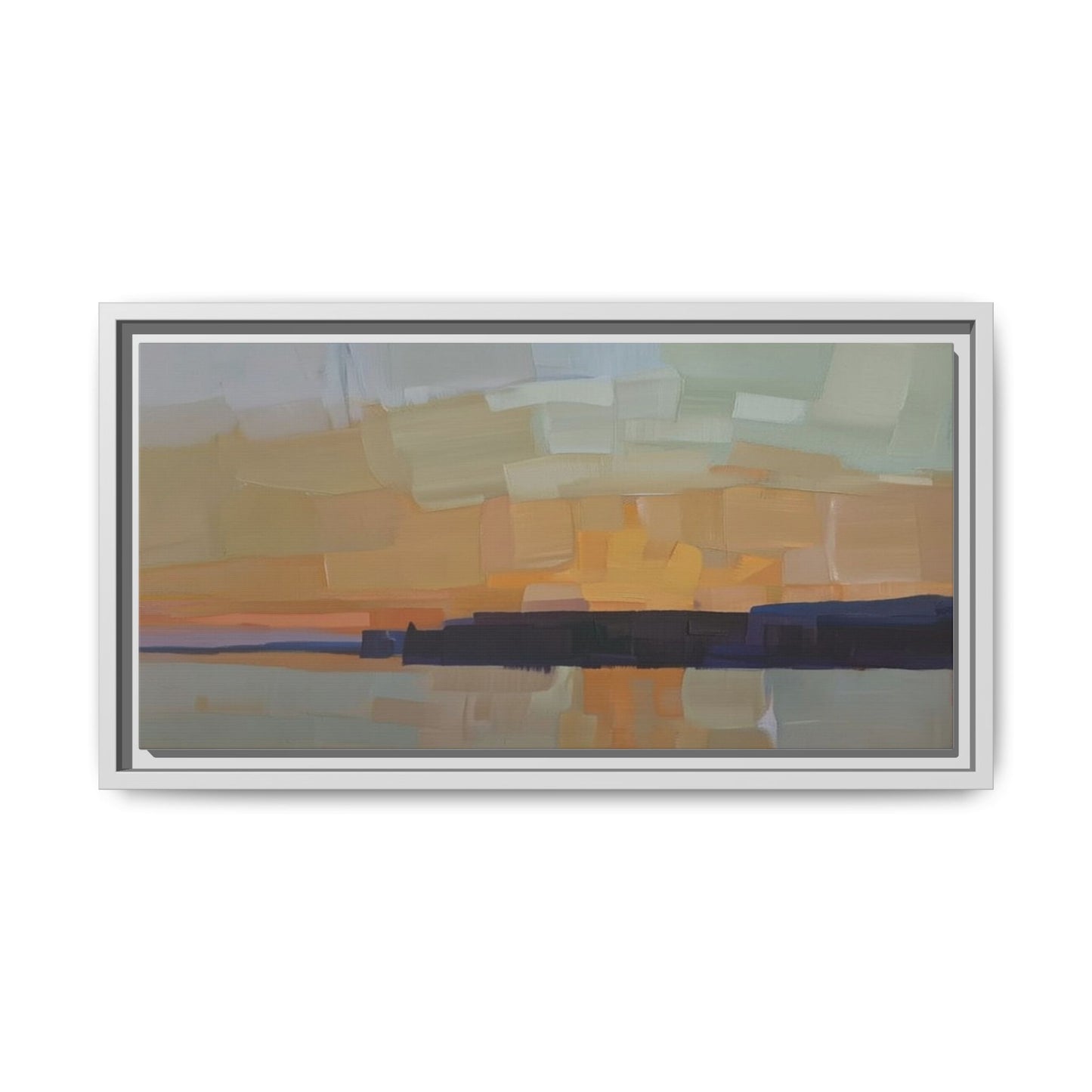 Framed Matte Canvas Sunset Abstract Landscape Art Print