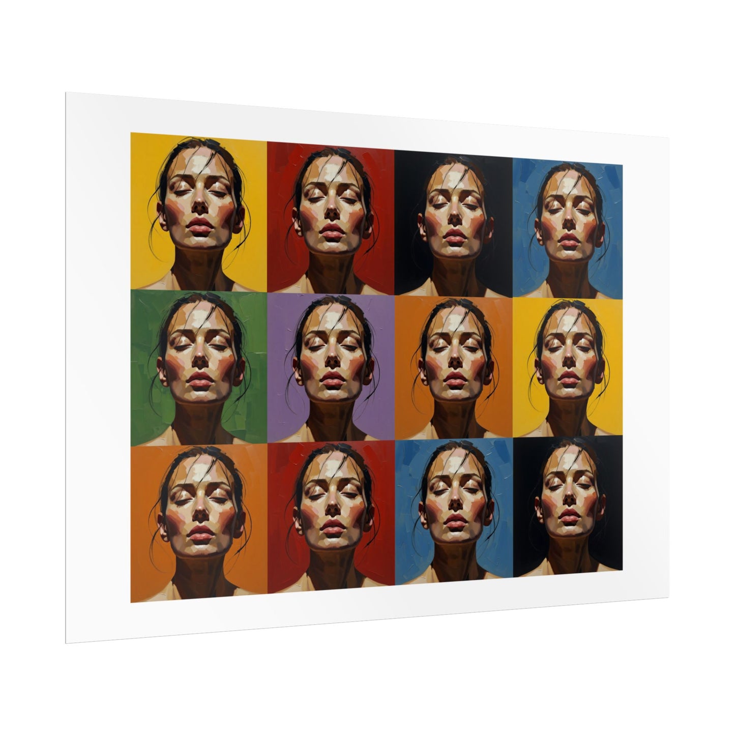 Rolled Poster — Pop Art Portrait Wall Print (Color Grid, 12-Panel)