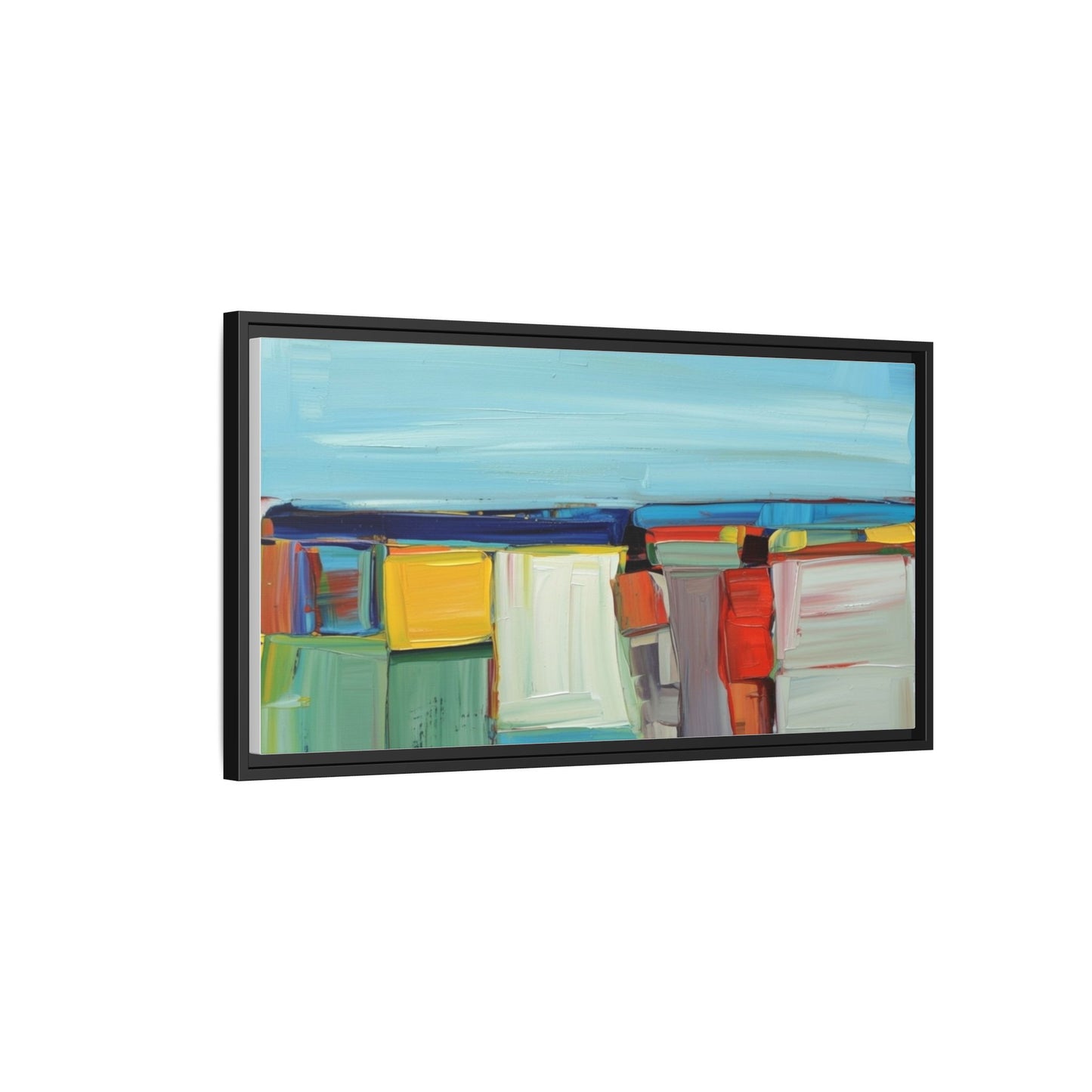 Abstract Coastal Blocks Matte Canvas Print (Framed)