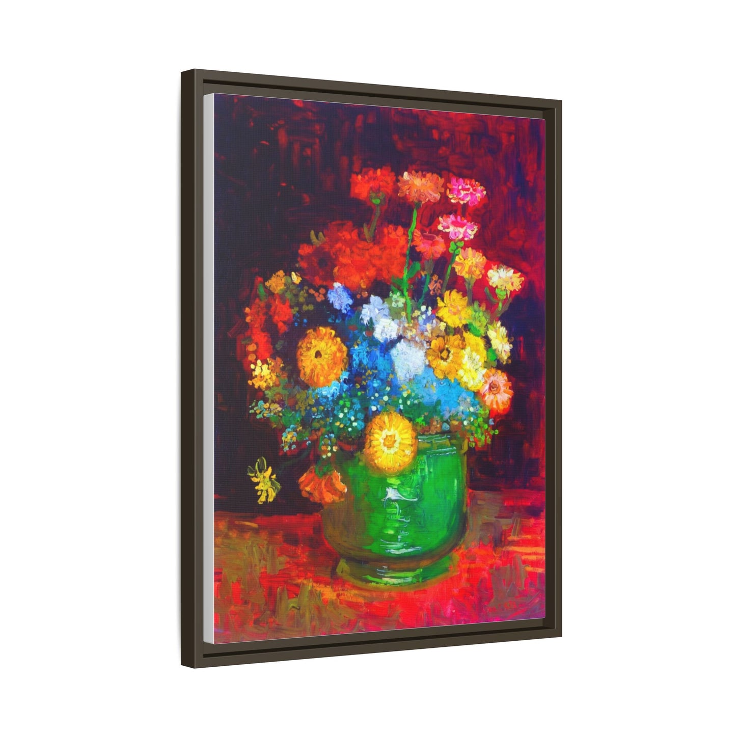 Framed Floral Canvas Print — Colorful Bouquet Wall Art