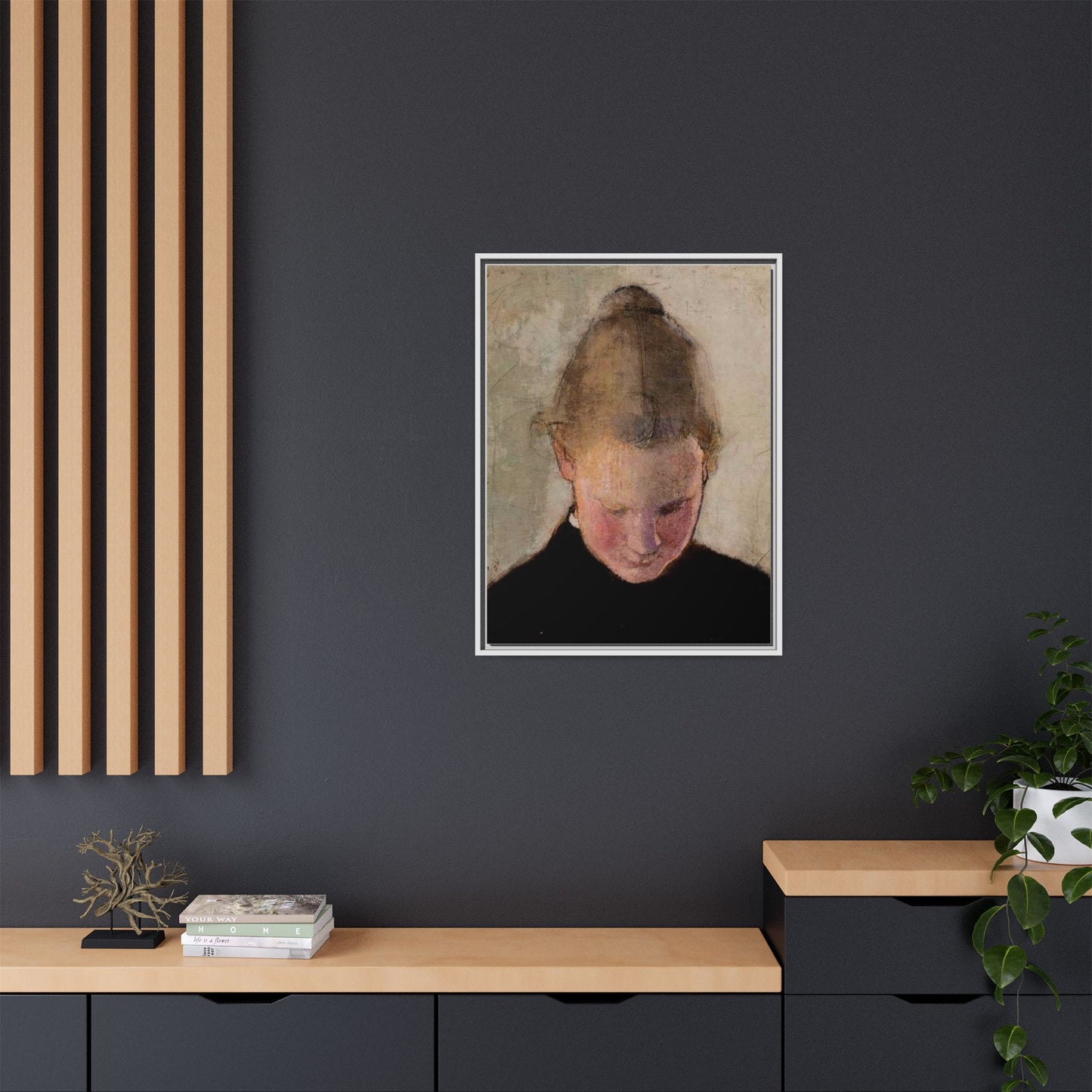 Lukeva tytto by Helena Schjerfbeck Framed Matte Canvas Art Print
