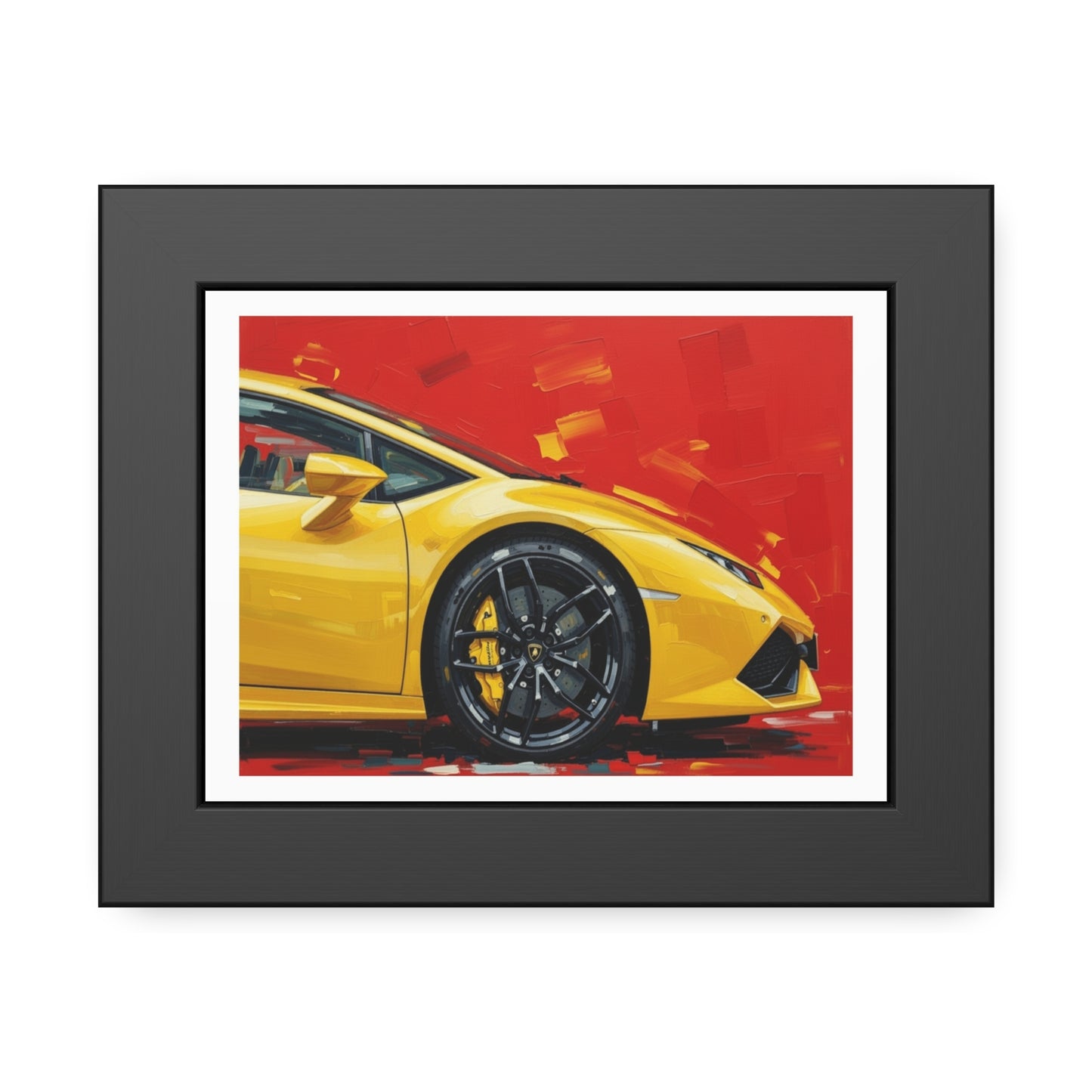 Yellow Sports Car Framed Poster — Modern Automotive Wall Art