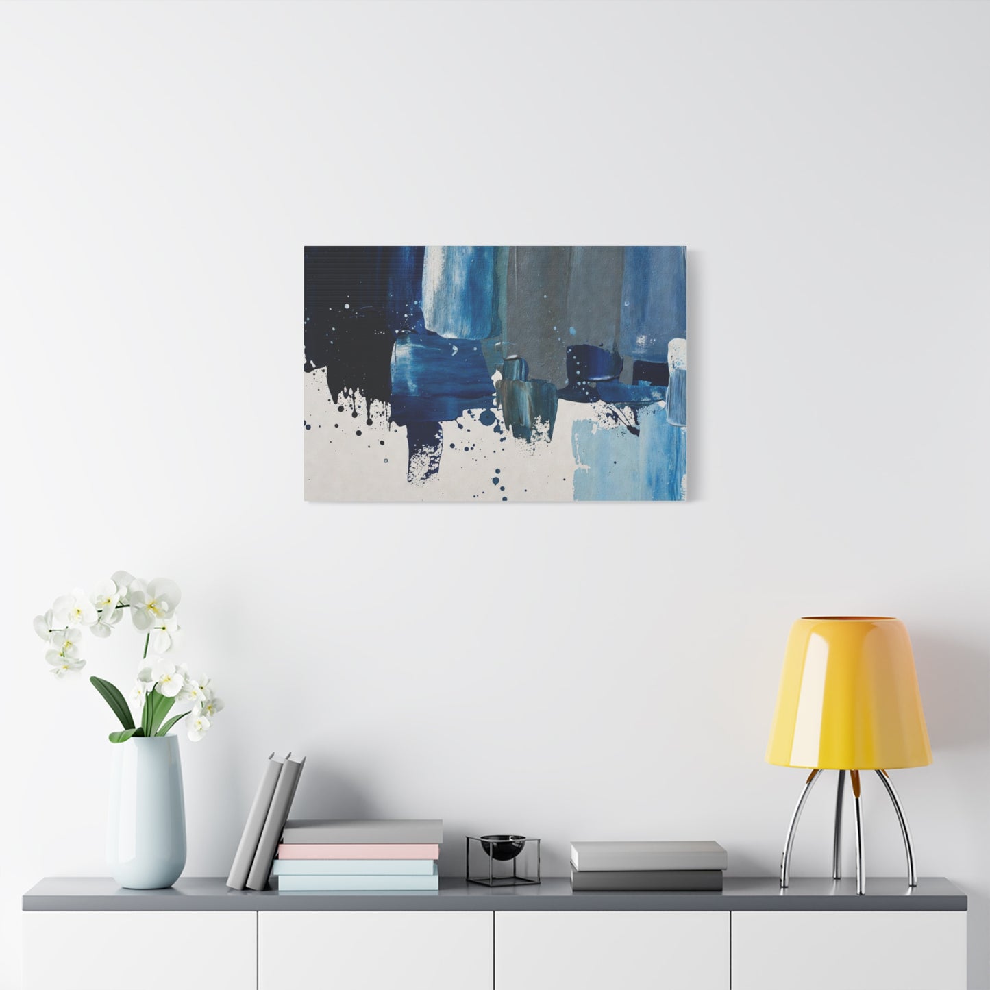 Blue Abstract Canvas Wall Art – Modern Matte Stretched Canvas