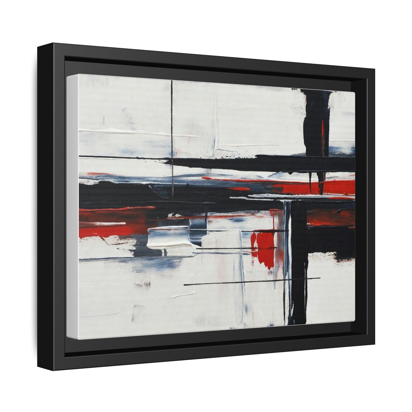 Abstract Red & Black Framed Canvas Art — Modern Matte Wall Painting