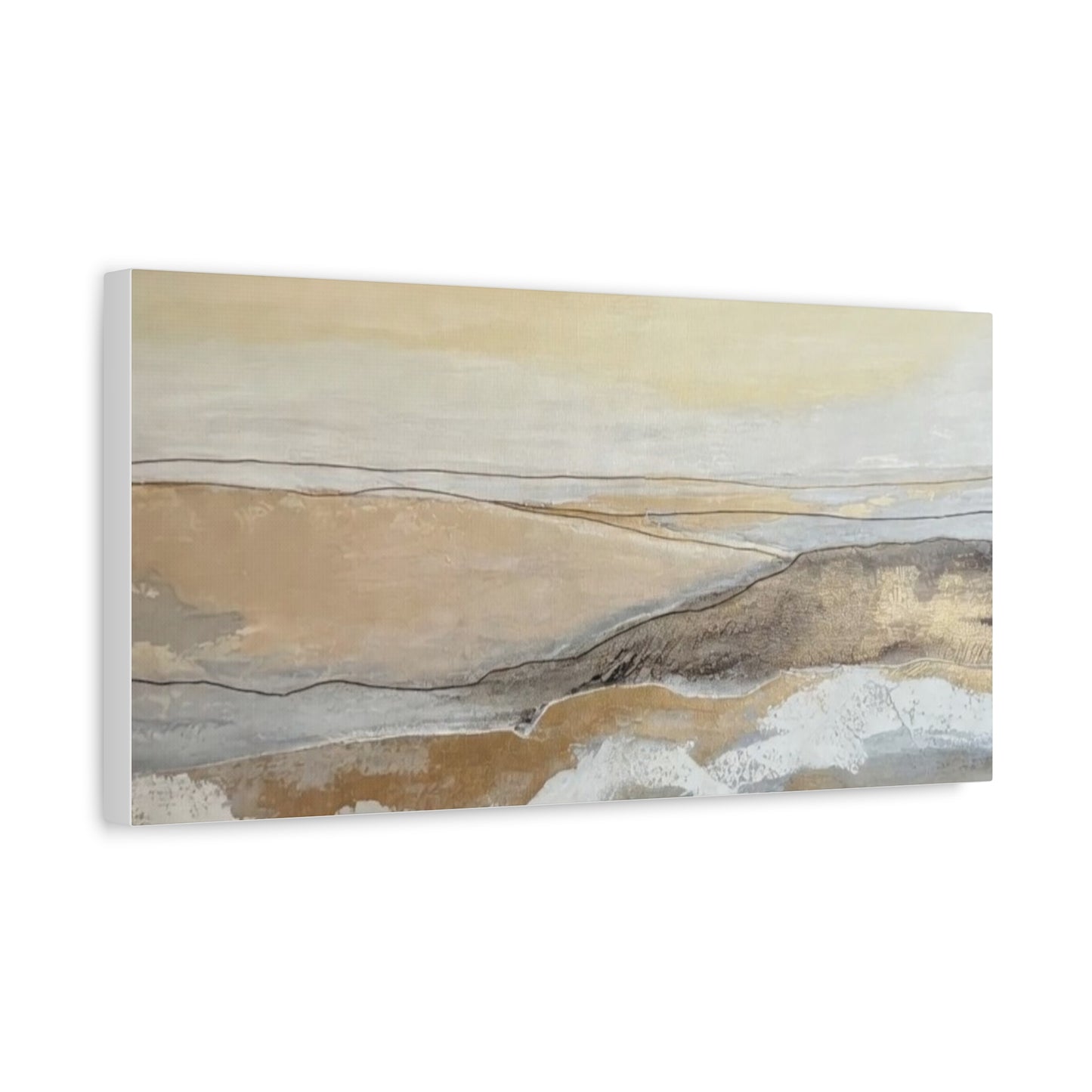 Abstract Coastal Landscape Canvas — Neutral Seascape Matte Stretched Wall Art