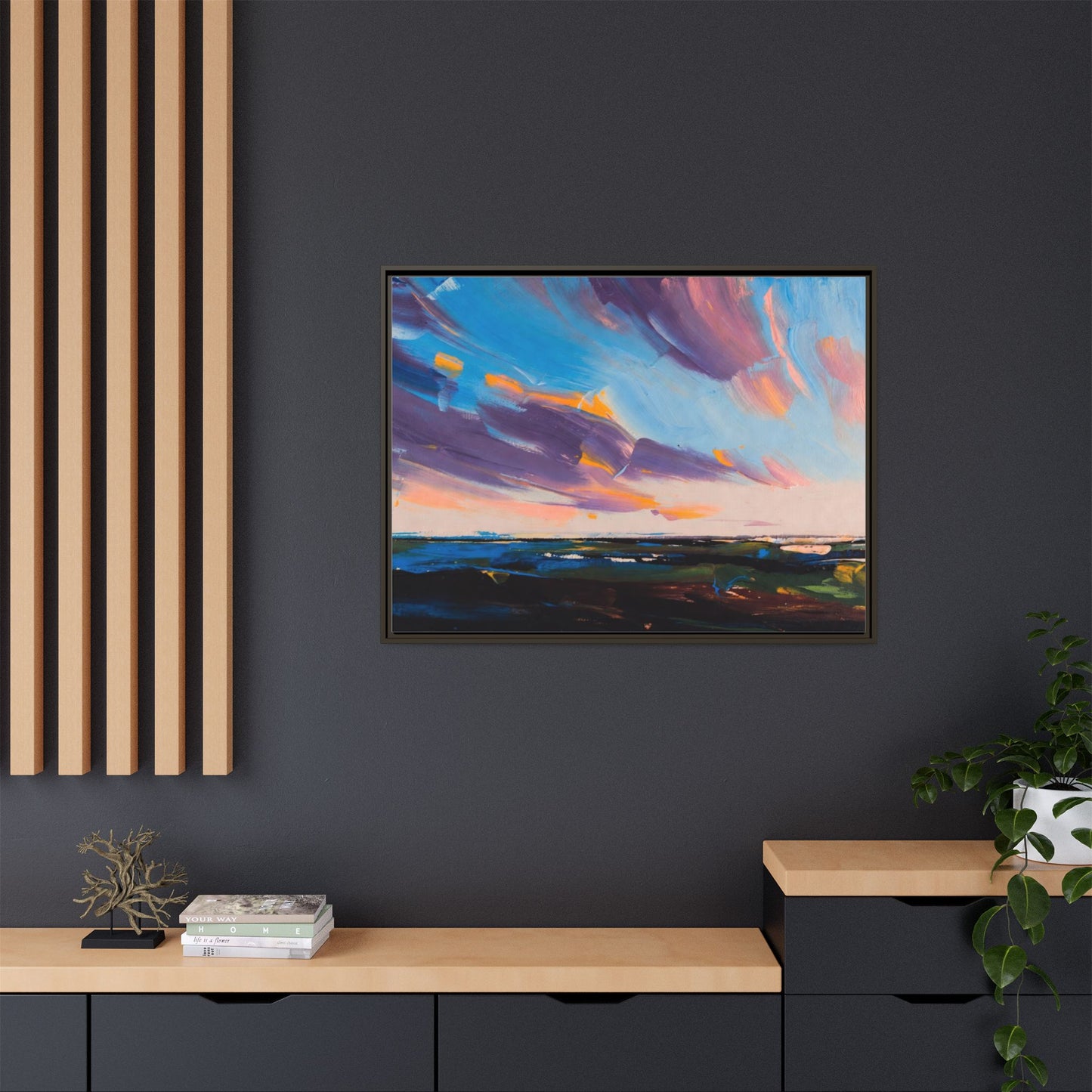 Framed Matte Canvas Abstract Seascape Sunset Art Print