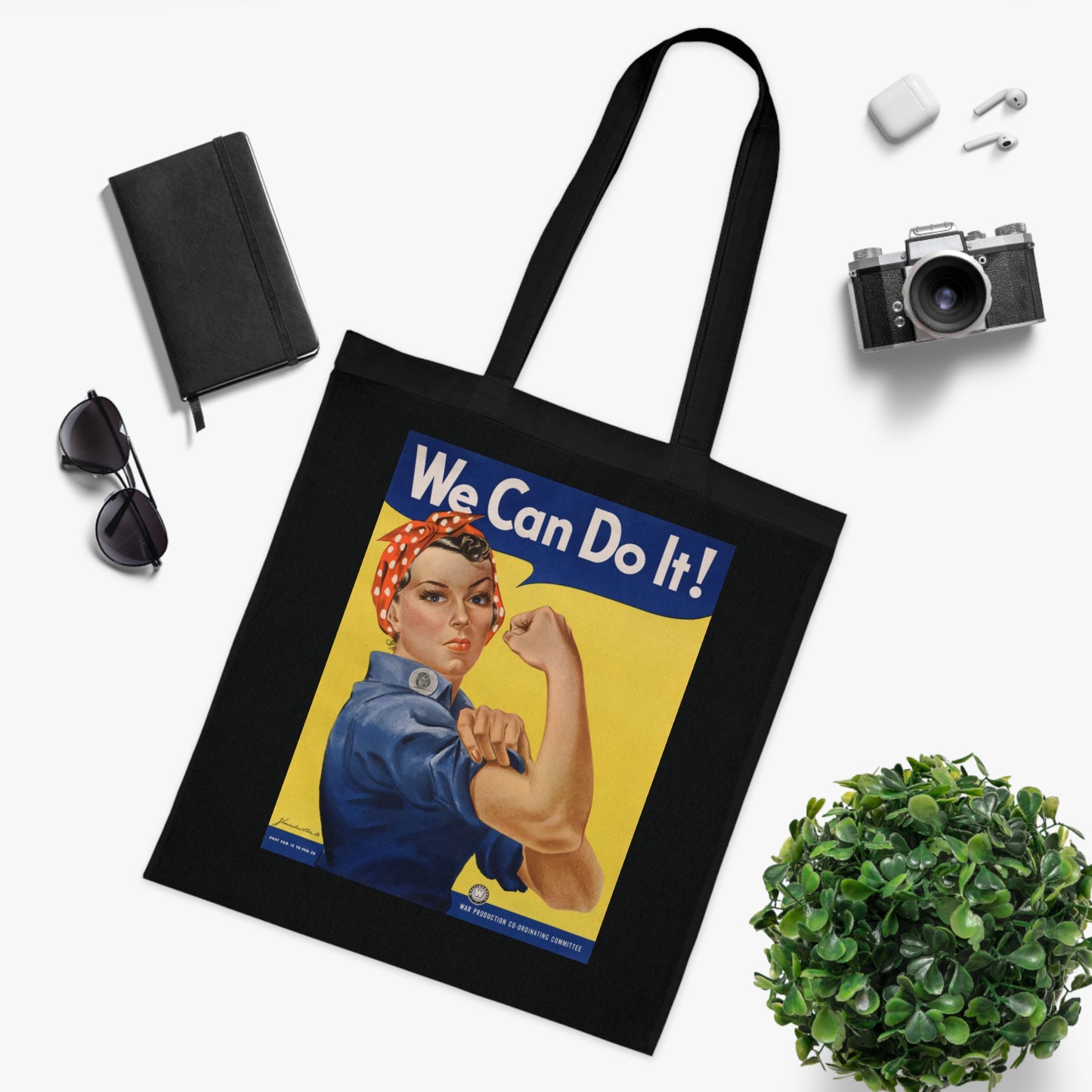 We Can Do It! Rosie the Riveter Cotton Tote — Vintage Feminist Empowerment Shopper