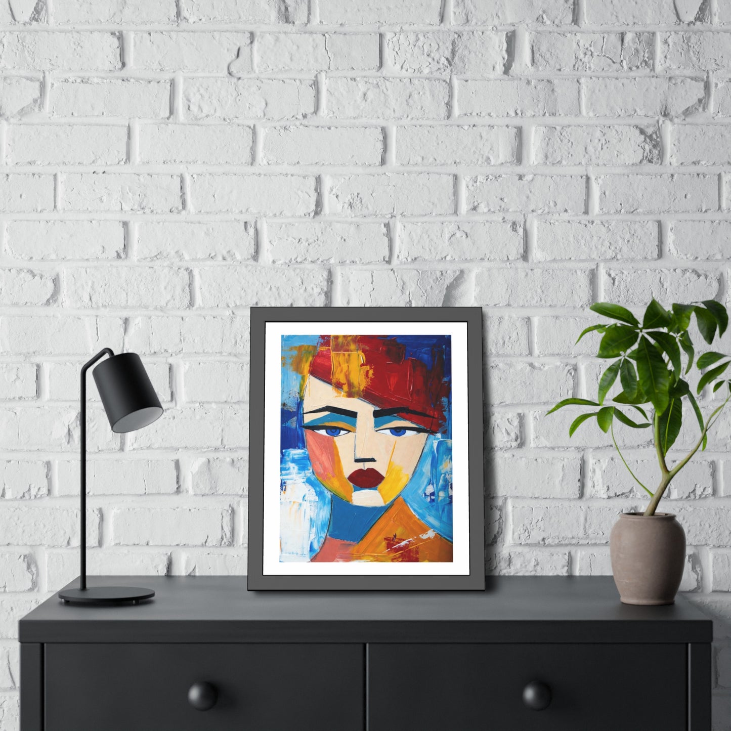 Abstract Colorful Face Framed Poster — Modern Pop Art Wall Print