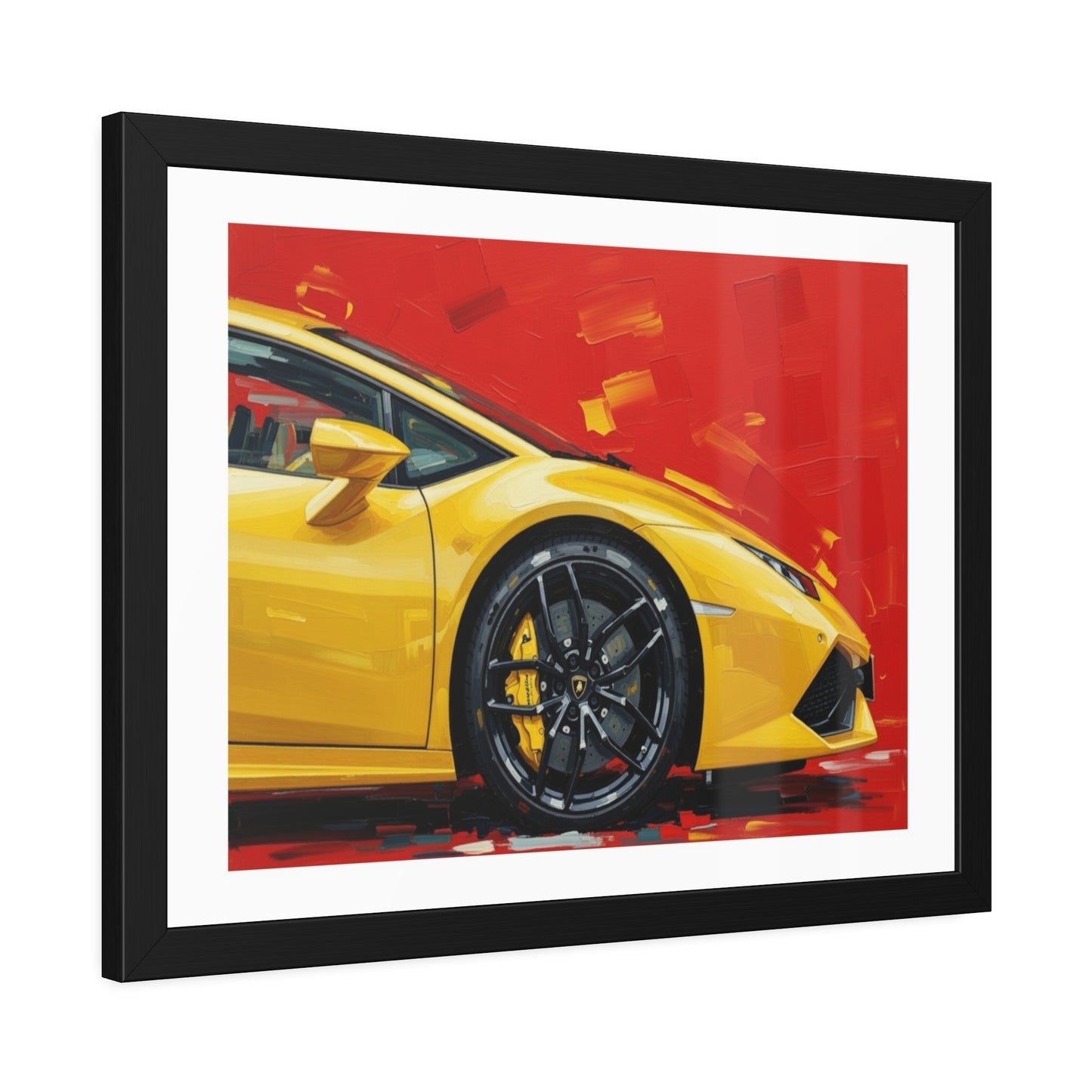Yellow Sports Car Framed Poster — Modern Automotive Wall Art