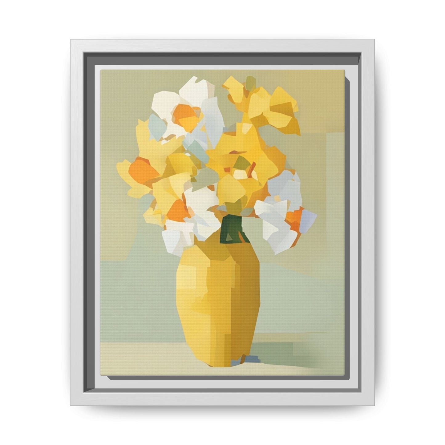Framed Floral Canvas Print — Yellow Vase Bouquet Wall Art