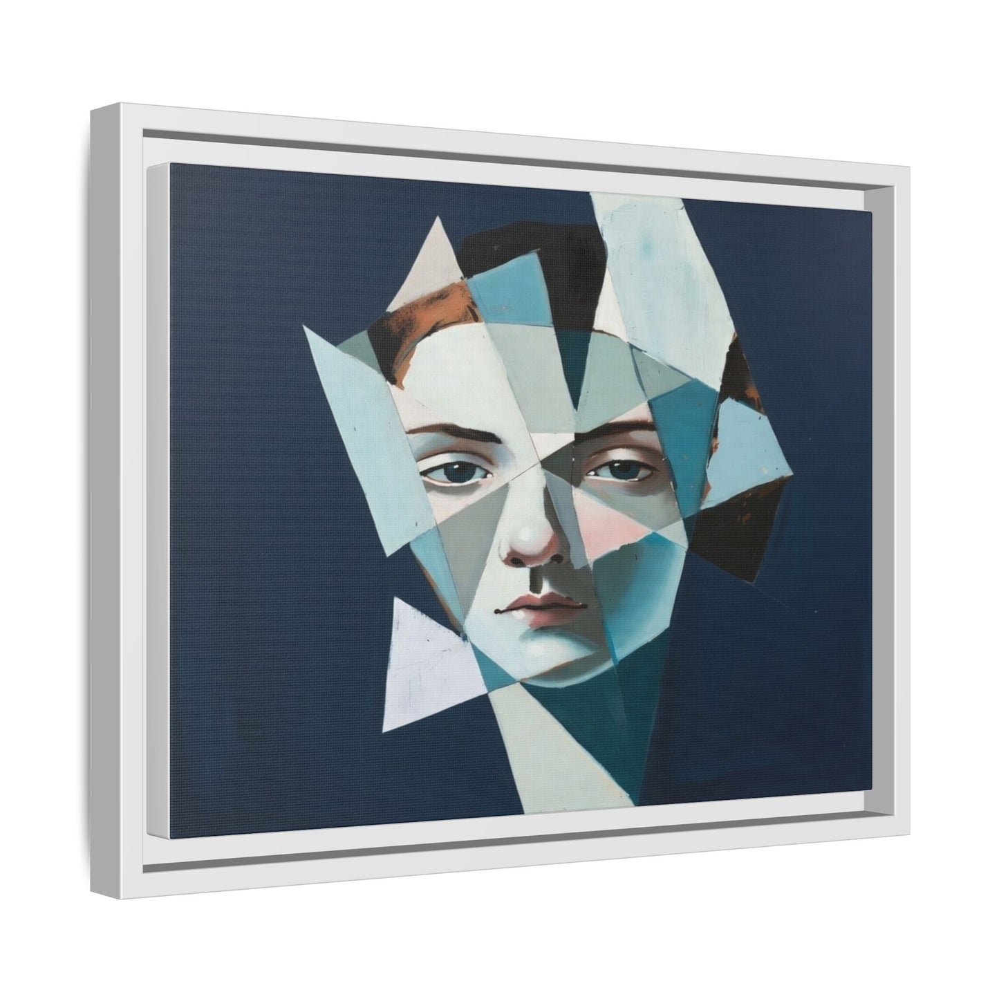 Abstract Fragmented Portrait Matte Canvas (Framed)