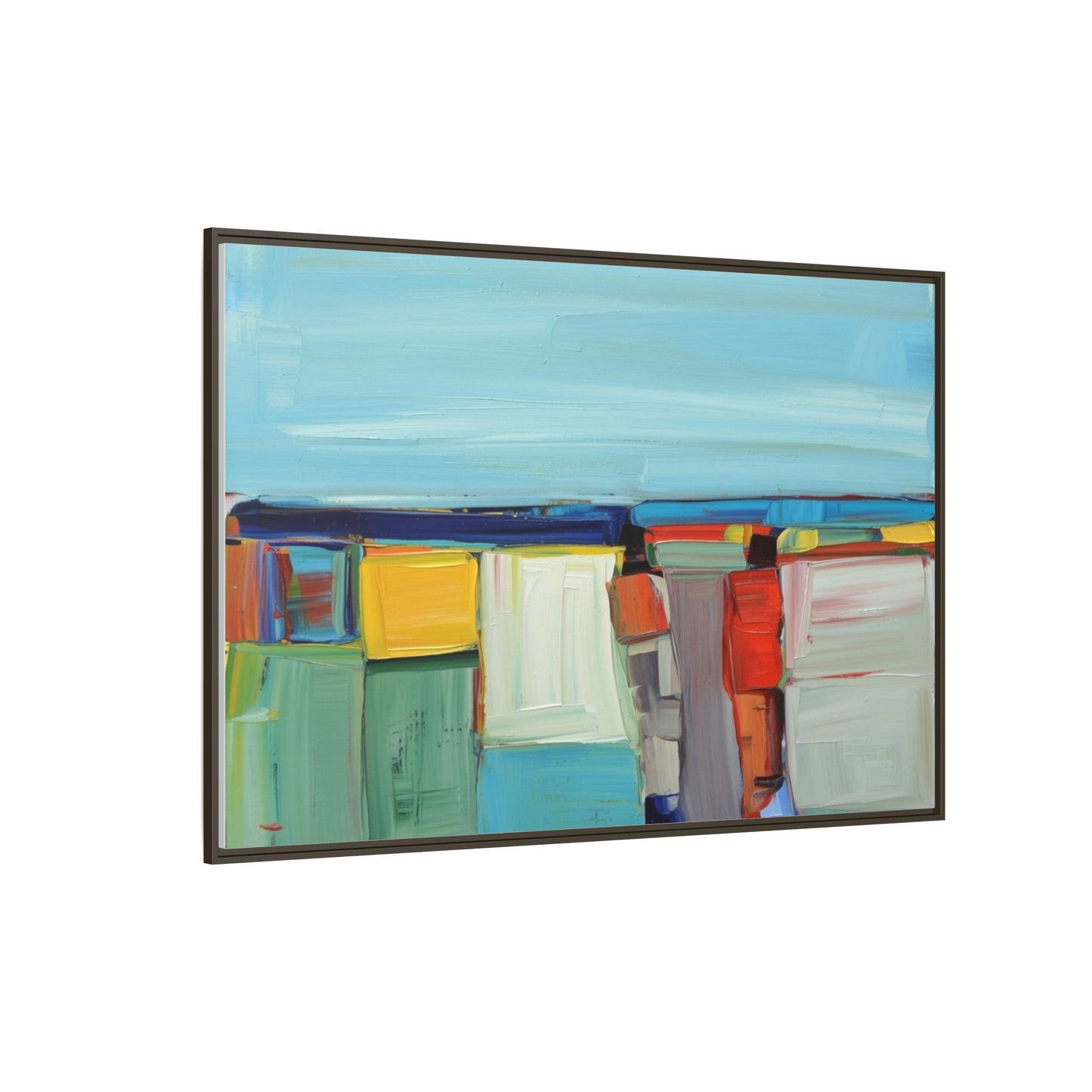 Abstract Coastal Blocks Matte Canvas Print (Framed)