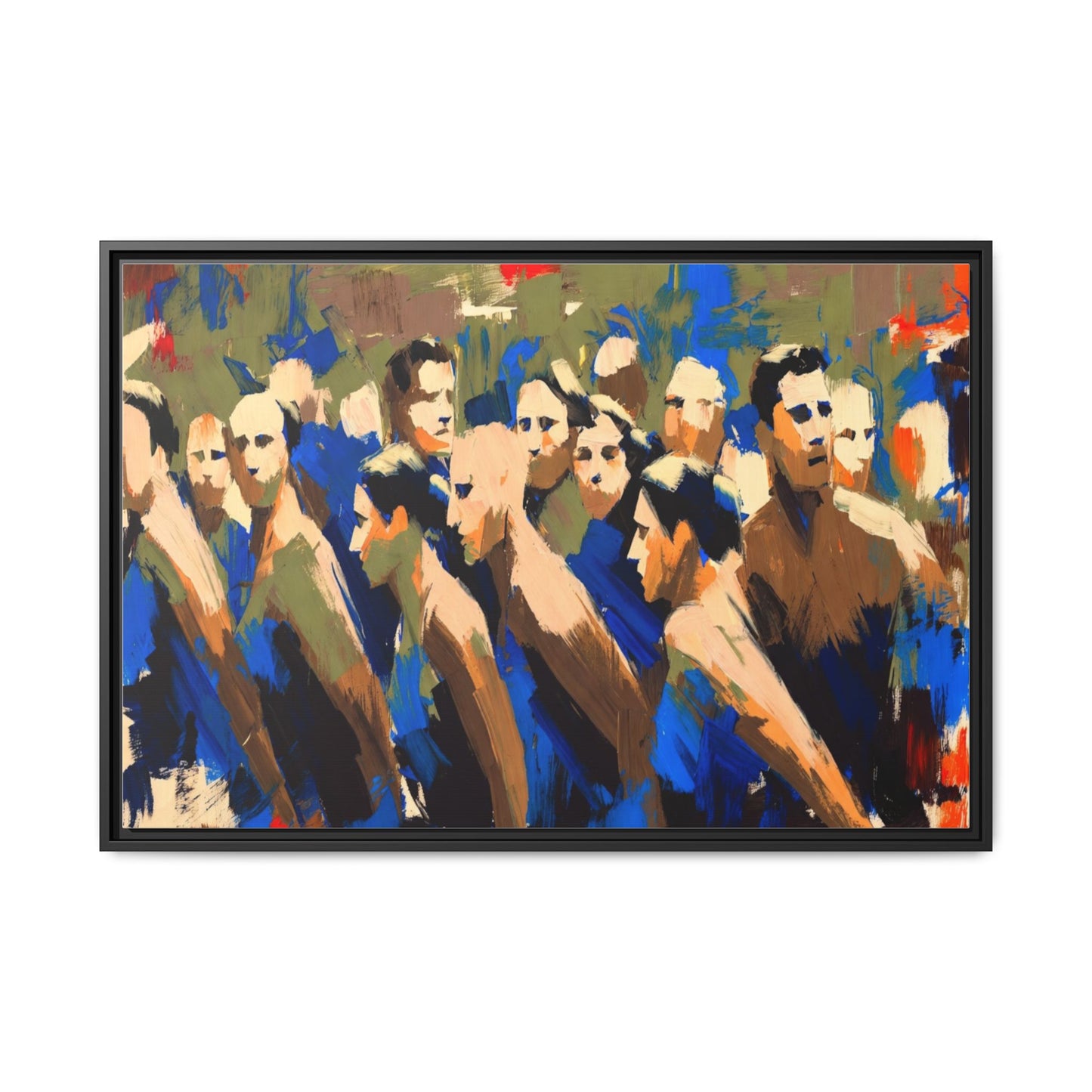 Abstract Crowd Matte Canvas Print — Framed Multi-Color Wall Art
