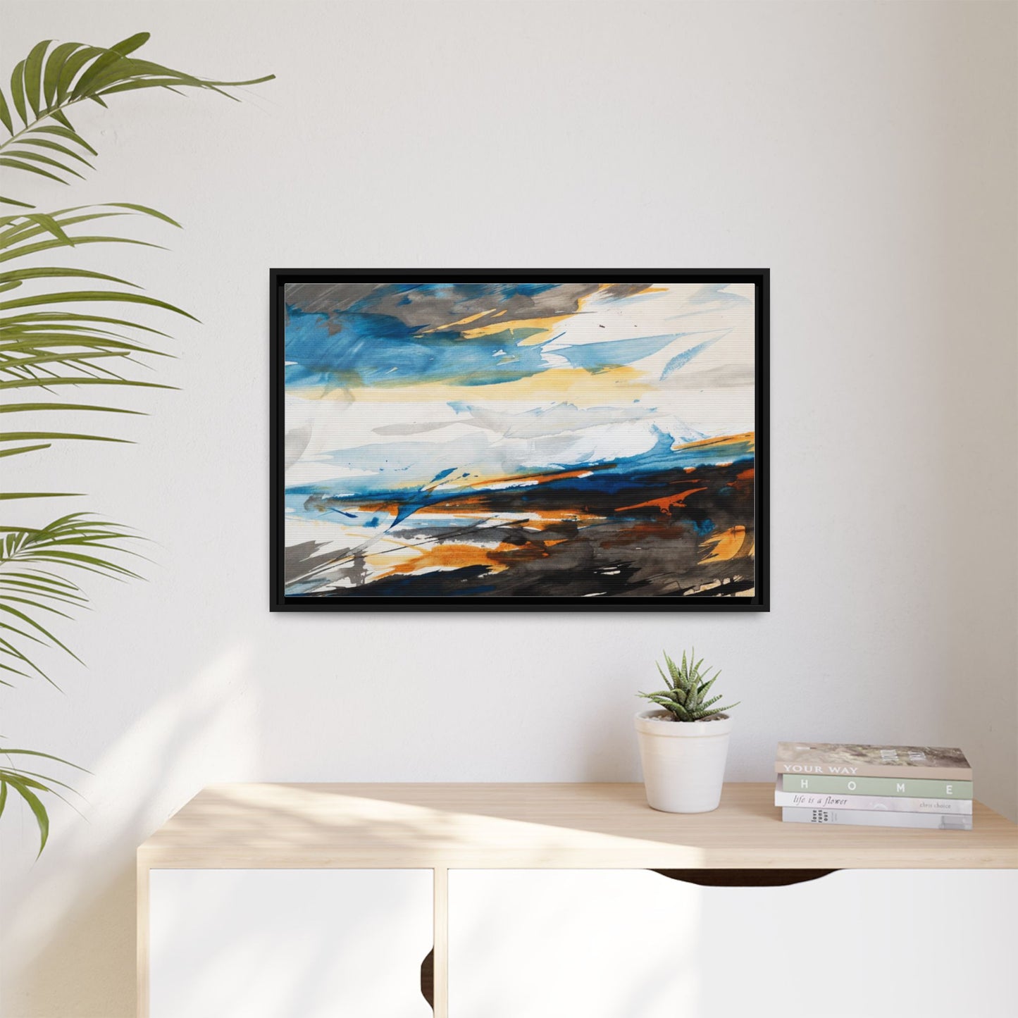 Abstract Coastal Waves Matte Canvas Framed Wall Art