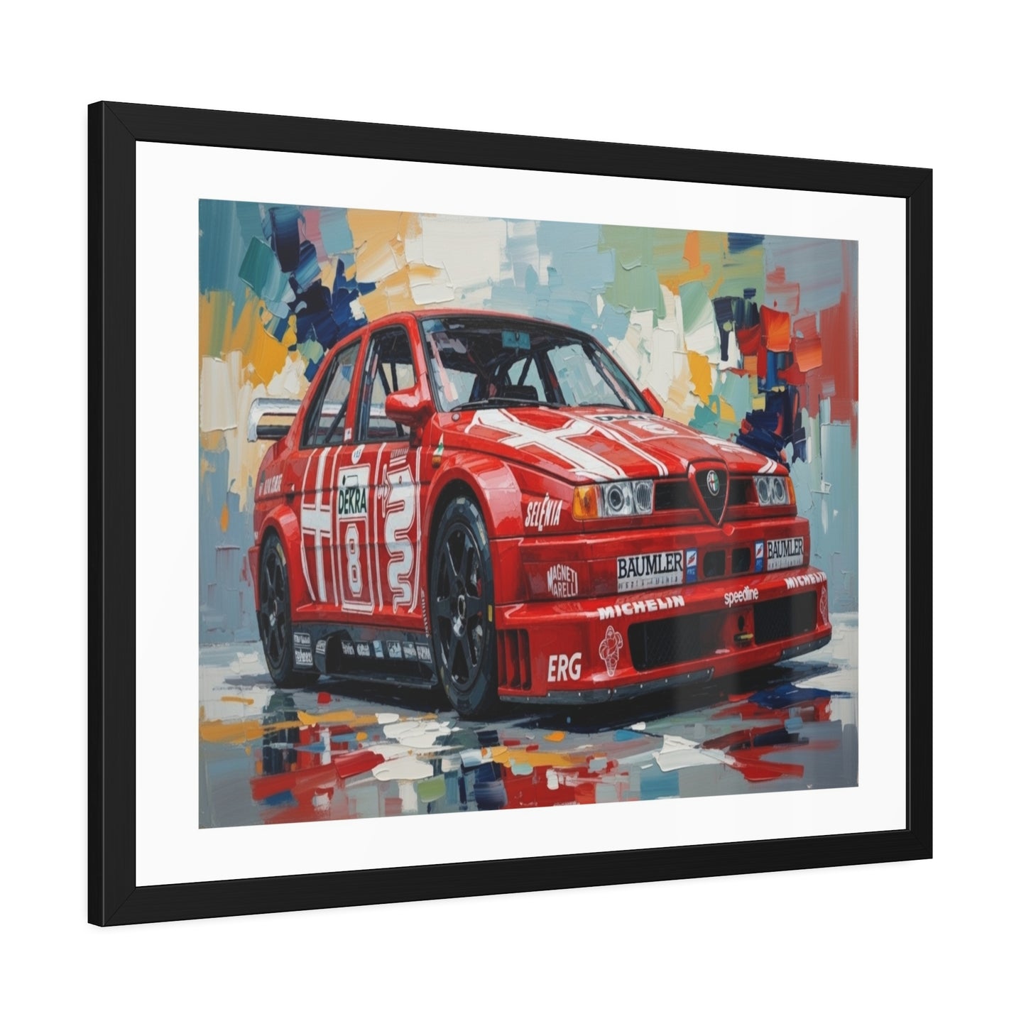 Race Car Framed Poster — Retro Red Racing Alfa Artwork