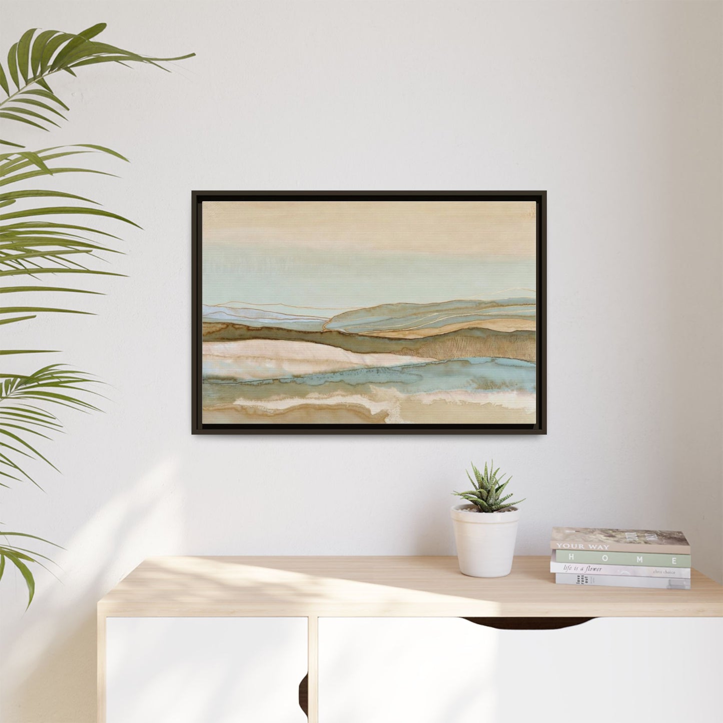 Framed Matte Canvas Coastal Abstract Landscape Wall Art