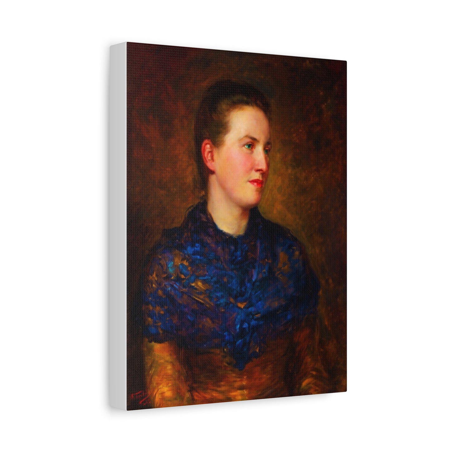 Portrait Canvas Print — Vintage Woman Oil Painting on Stretched Matte Canvas