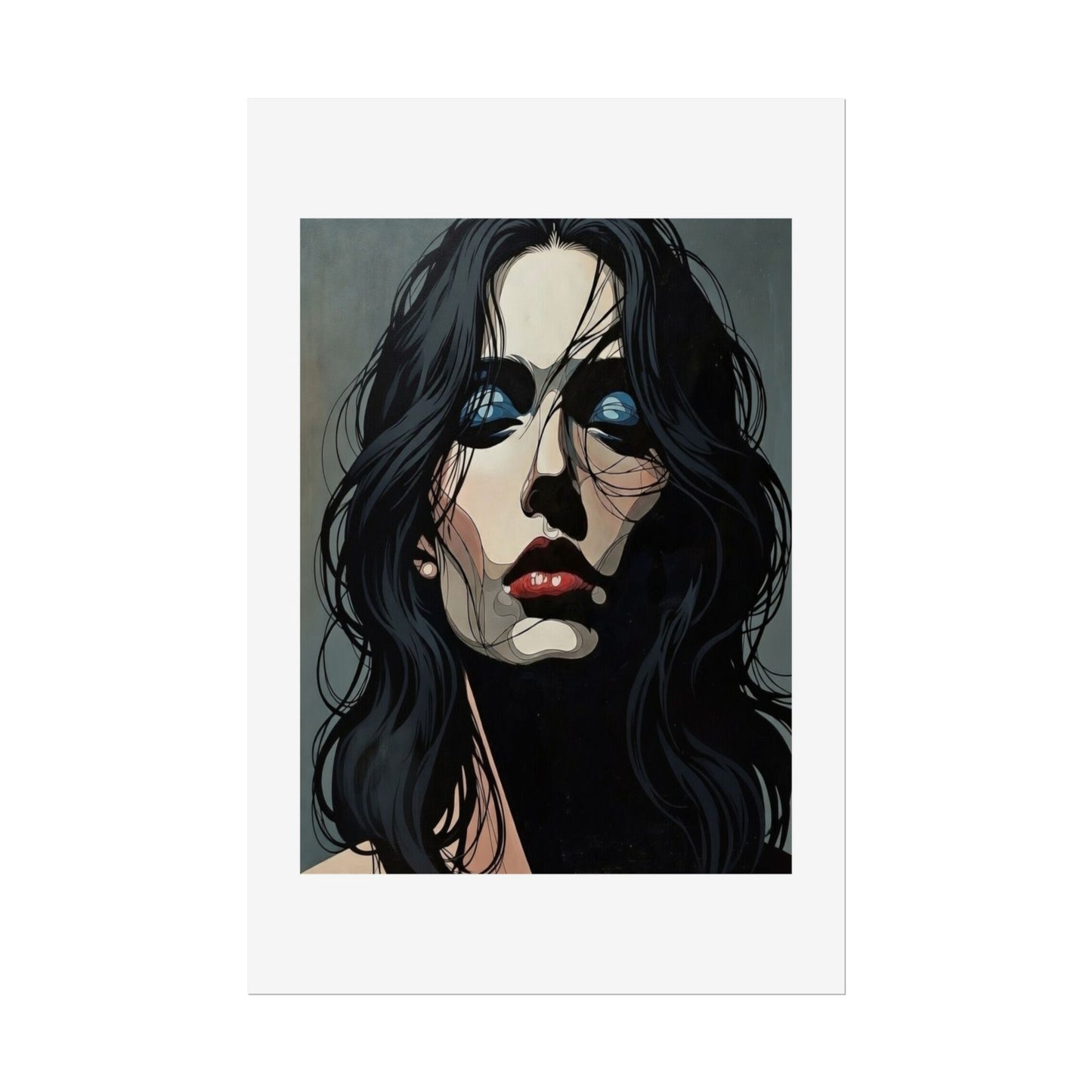 Rolled Poster — Moody Portrait Art Print (Dark Femme, Blue Eyeshadow)
