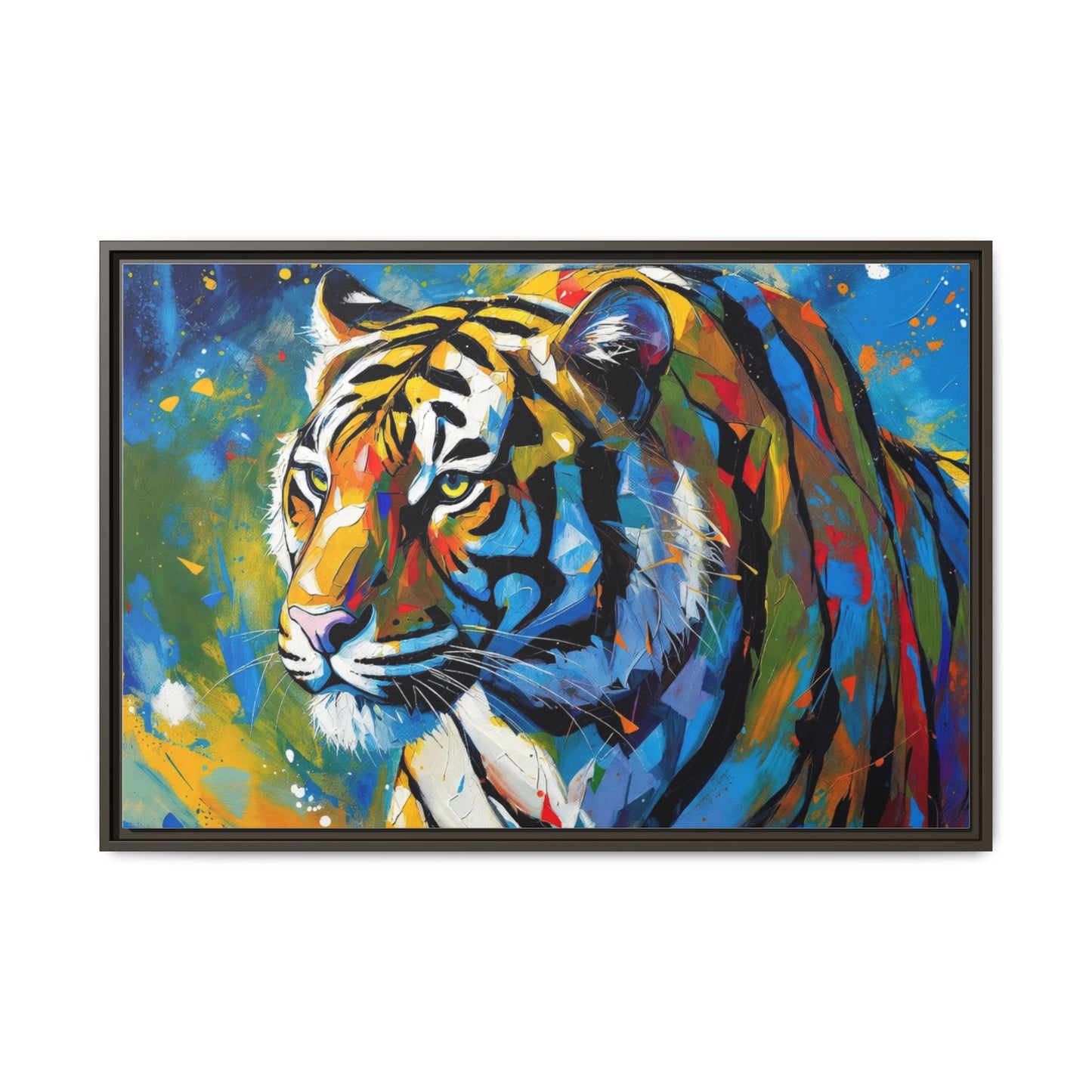 Colorful Tiger Matte Canvas Framed Art — Vibrant Wildlife Wall Decor