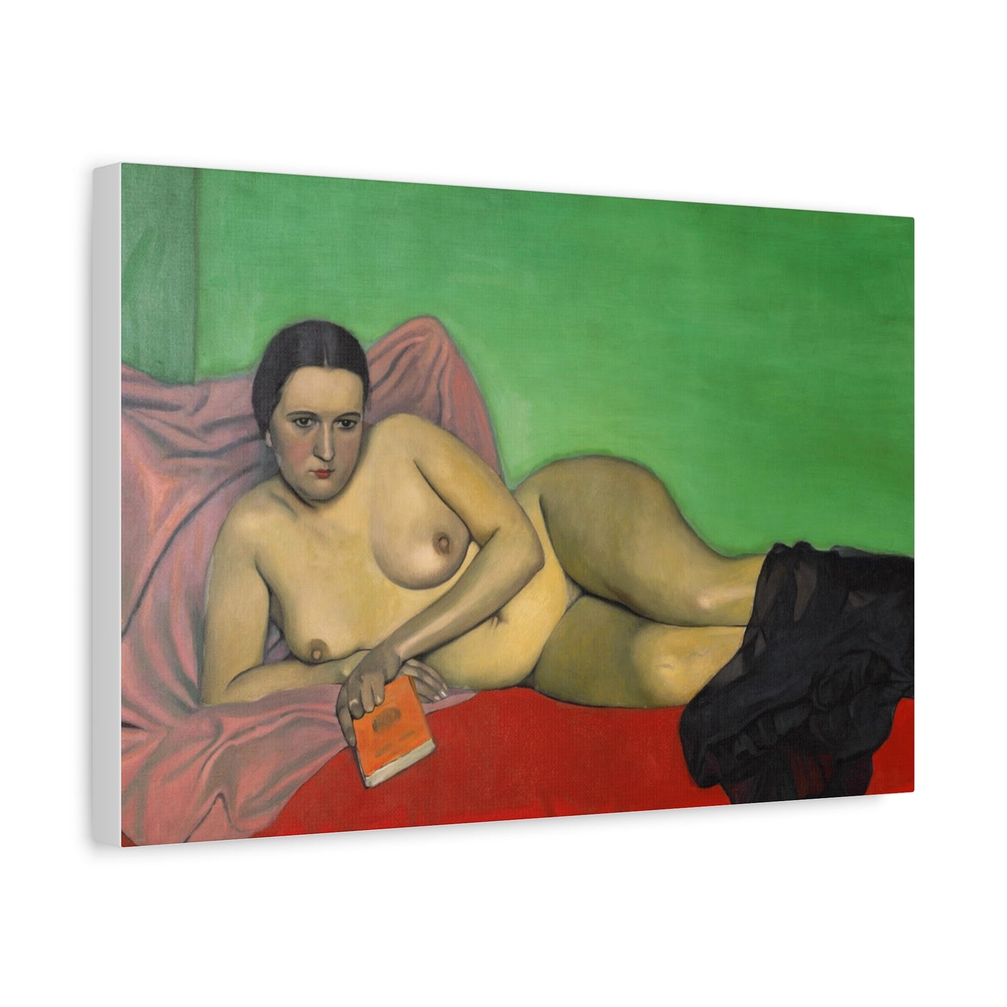 Femme nue tenant un livre by Félix Vallotton Matte Canvas Wall Art Print