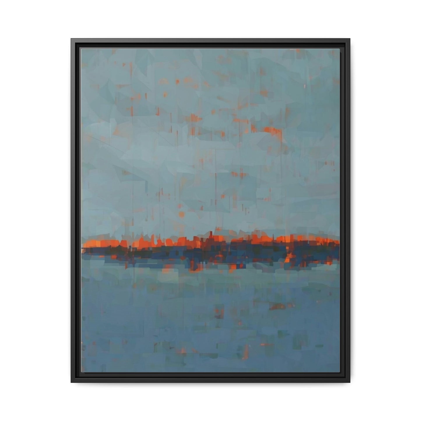 Framed Canvas Art — Teal & Orange Abstract Seascape