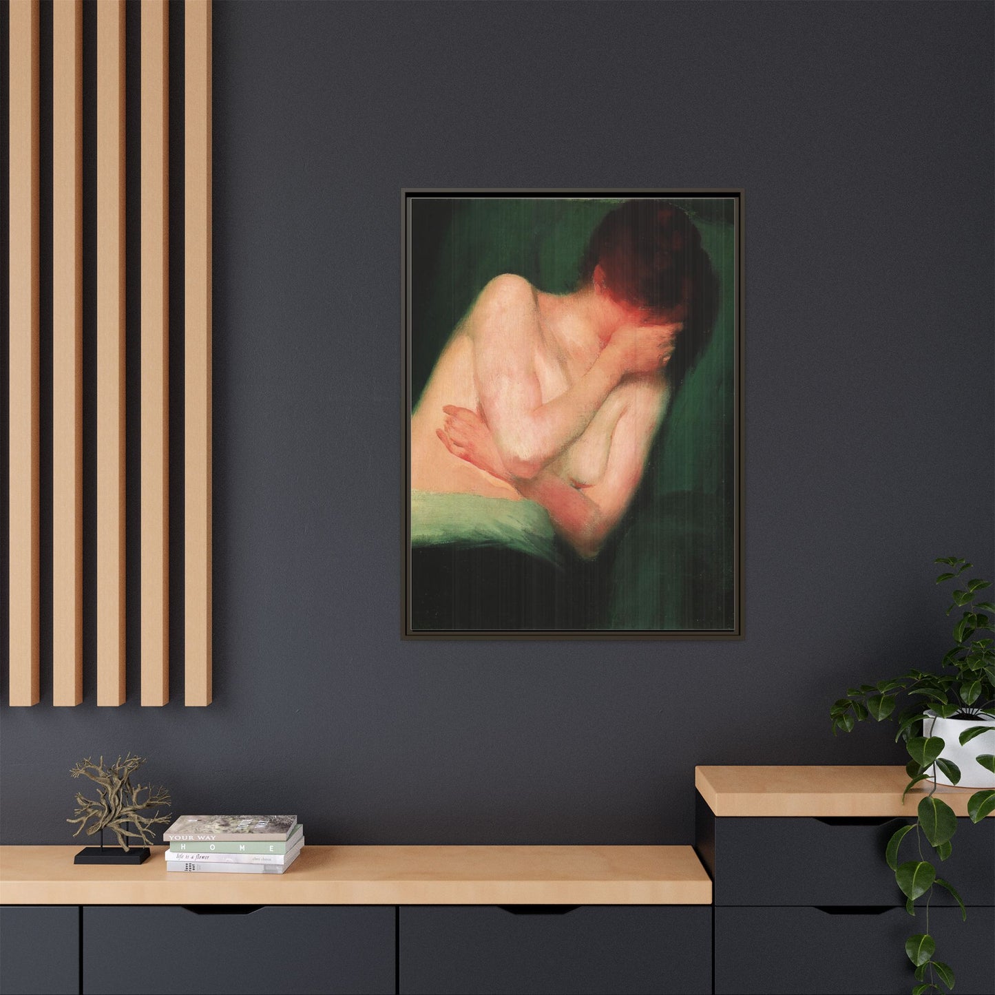 Female Nude by János Vaszary Framed Matte Canvas Wall Art Print