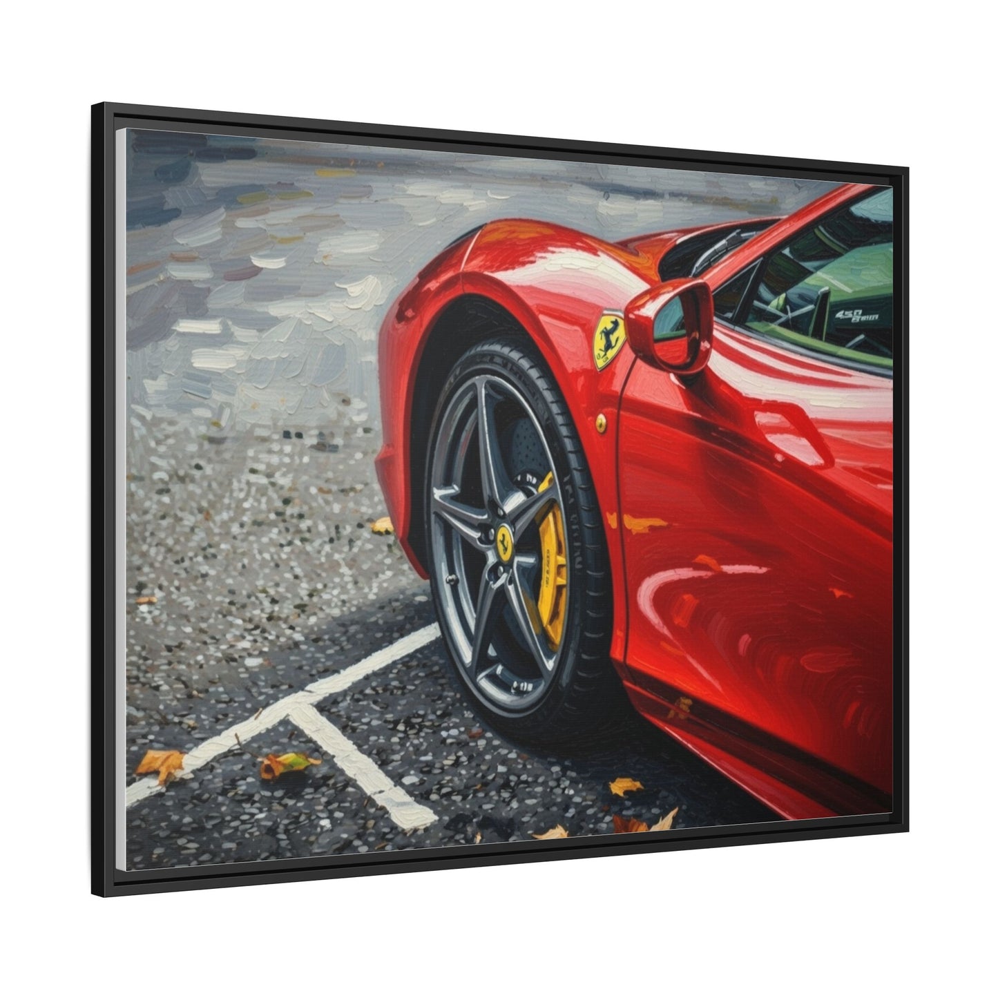 Framed Matte Canvas: Red Sports Car Close-Up Art Print