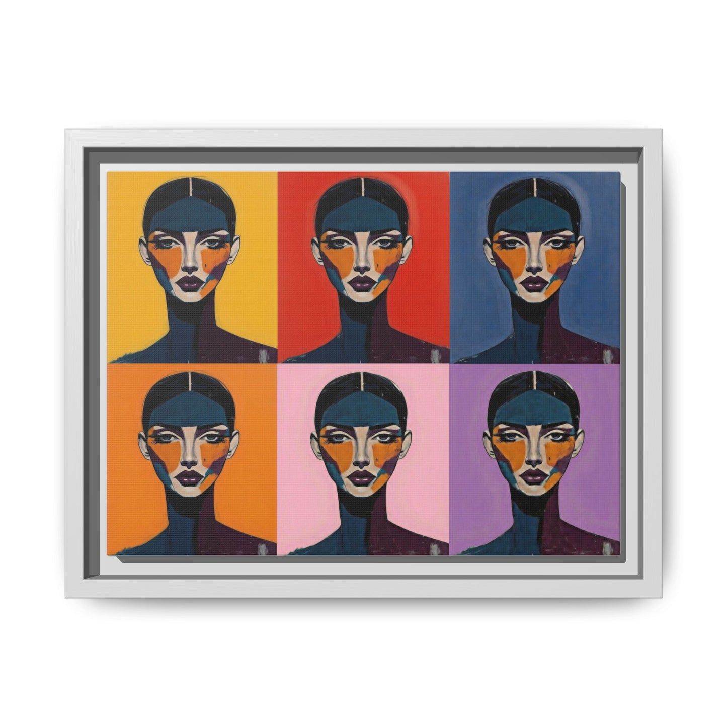 Pop Art Portrait Matte Canvas — Framed Multi-Color Wall Art