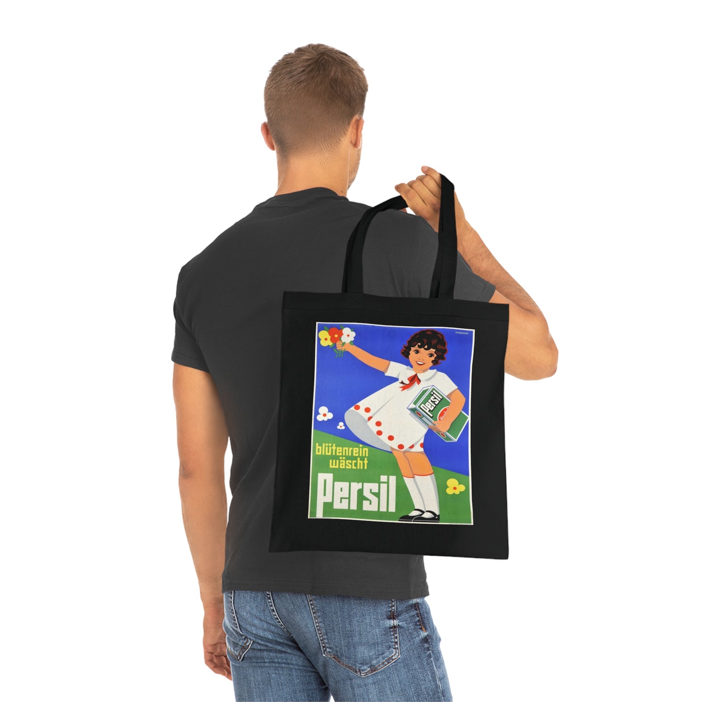 Persil Vintage Ad Tote Bag — Retro Flower Girl Laundry Graphic Cotton Tote
