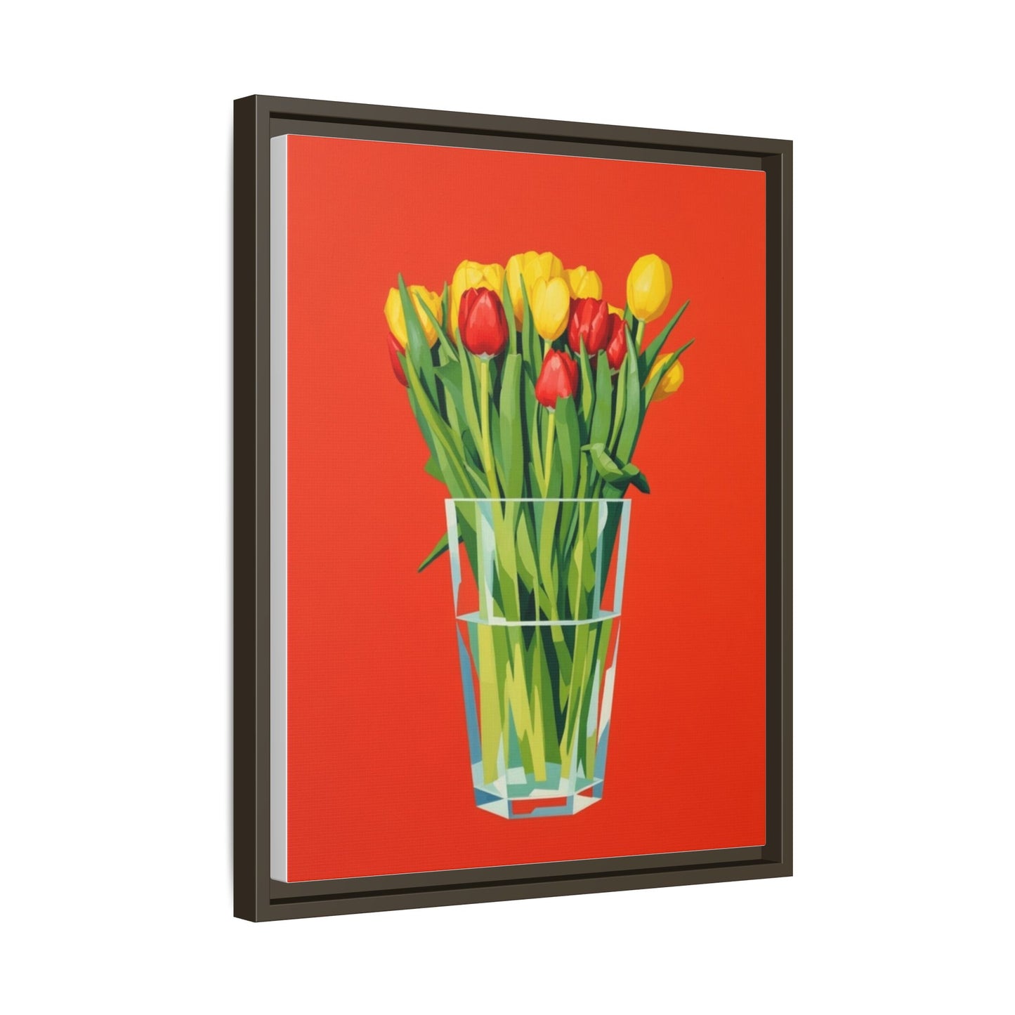 Framed Tulip Bouquet Matte Canvas Art — Vibrant Red Floral Wall Print