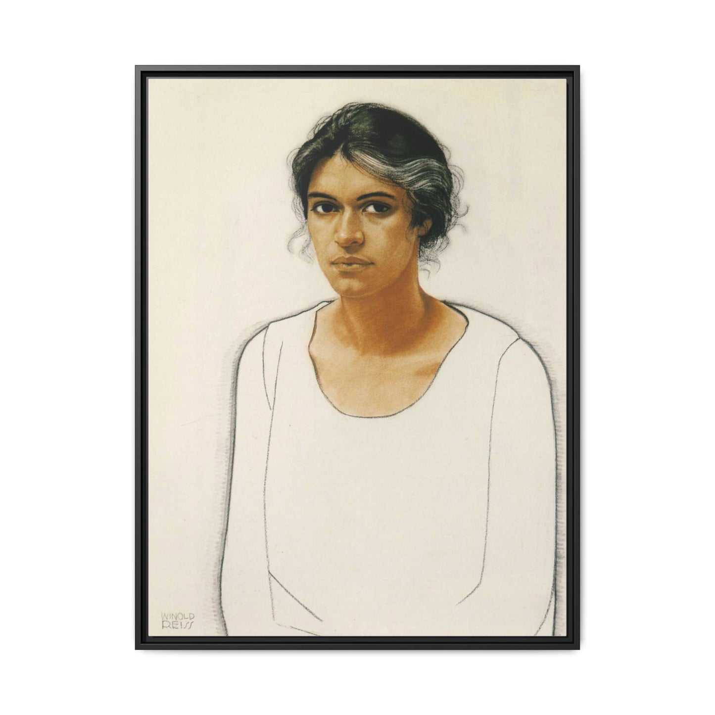 Portrait of a Woman by Winold Reiss Framed Matte Canvas Portrait Print