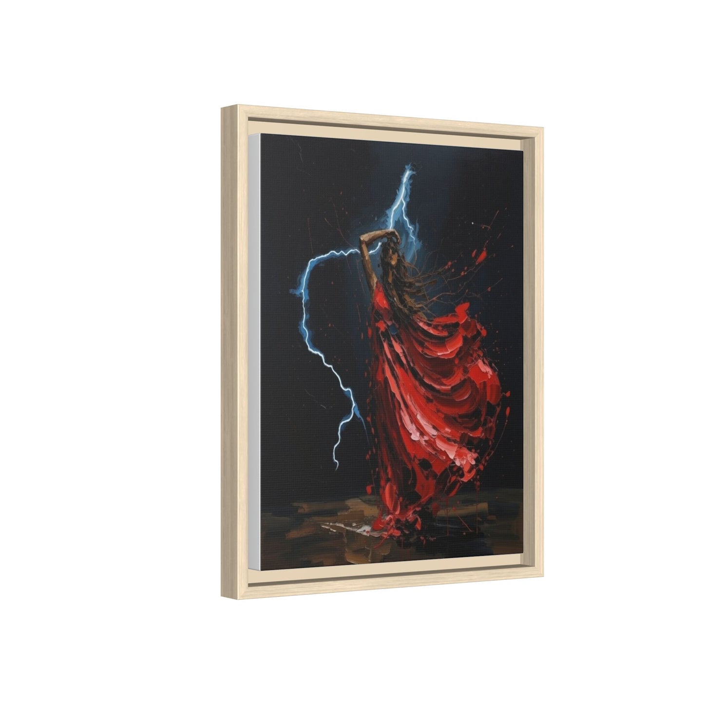 Framed Matte Canvas Print — Red Dancer Lightning Art