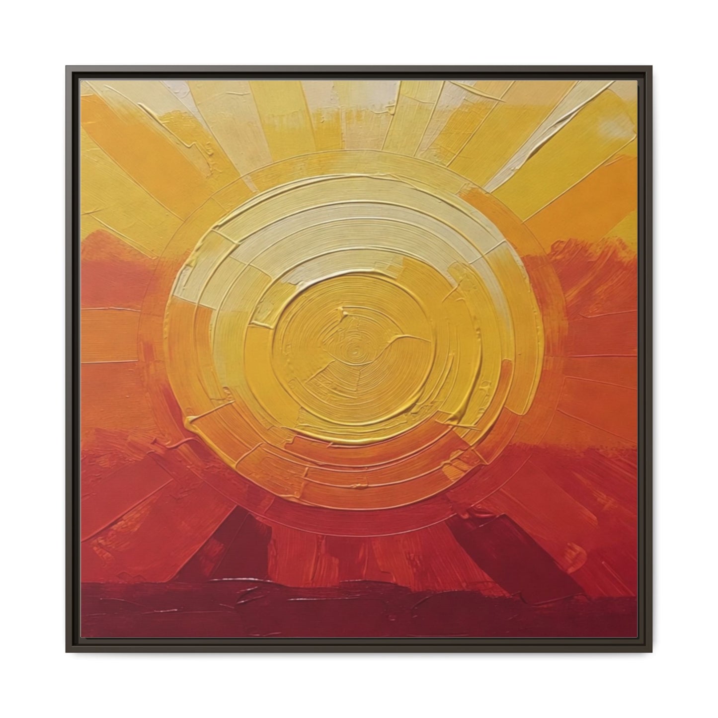 Sunburst Abstract Framed Canvas Art — Matte Multi‑Color Wall Print