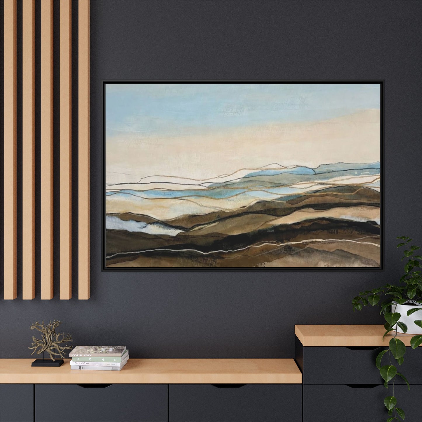 Framed Matte Canvas Print — Abstract Coastal Landscape Wall Art