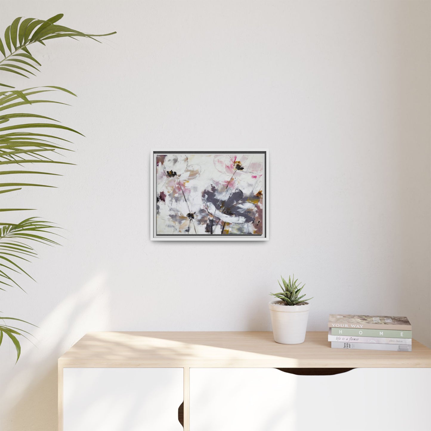 Abstract Floral Matte Canvas Framed Wall Art — Soft Watercolor Blooms