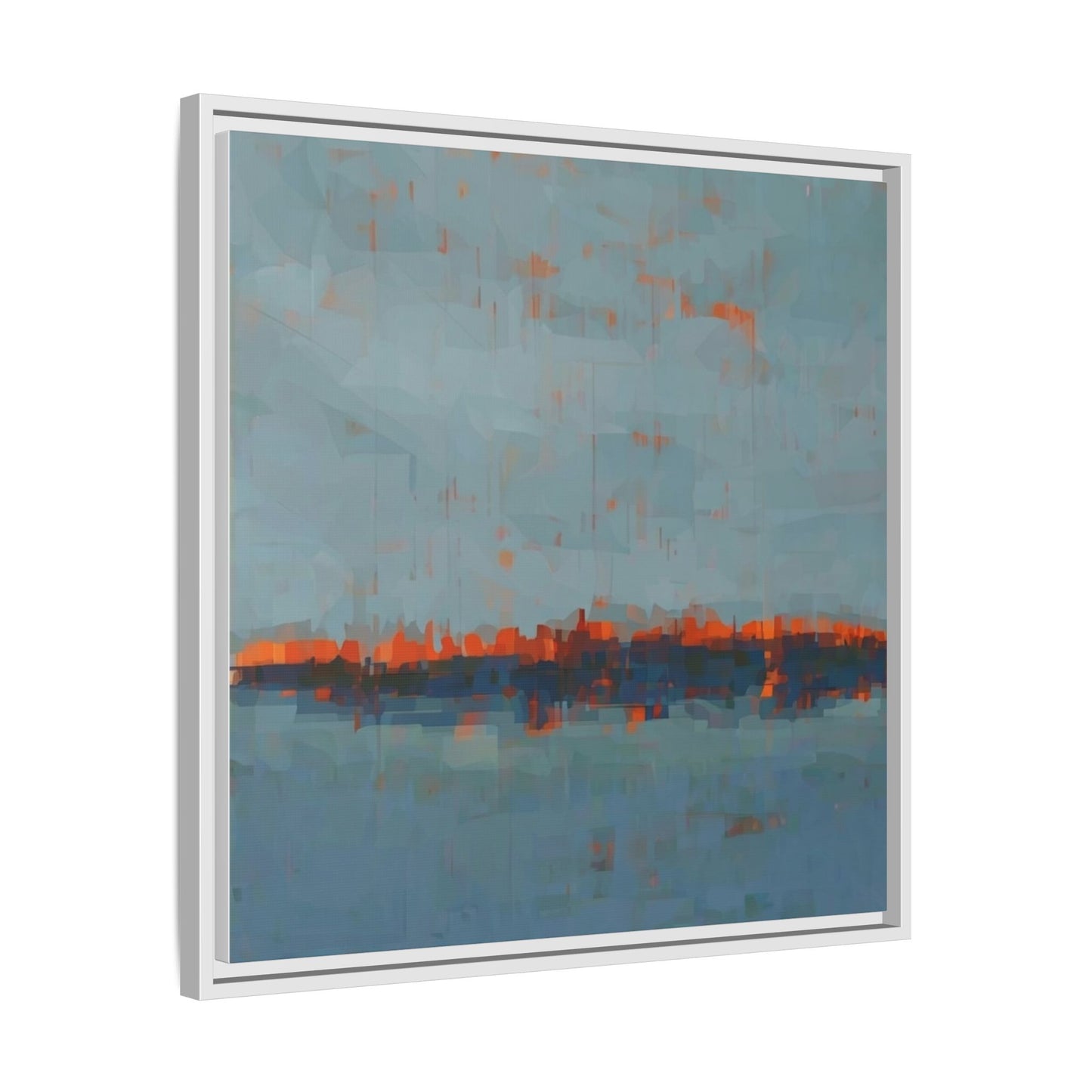 Framed Canvas Art — Teal & Orange Abstract Seascape