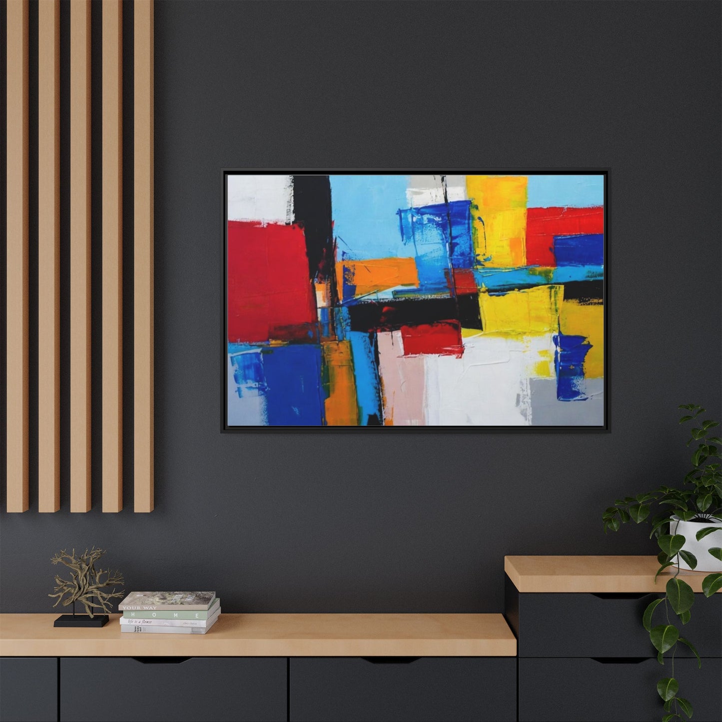 Abstract Color Block Matte Canvas Framed Wall Art