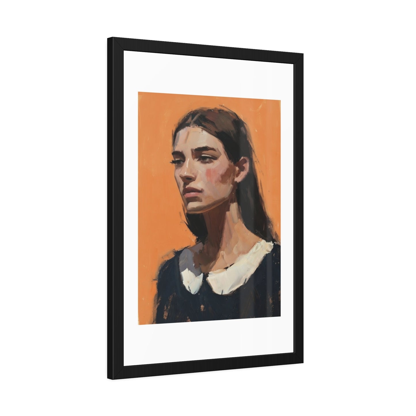 Framed Art Print — Portrait Painting on Orange Background