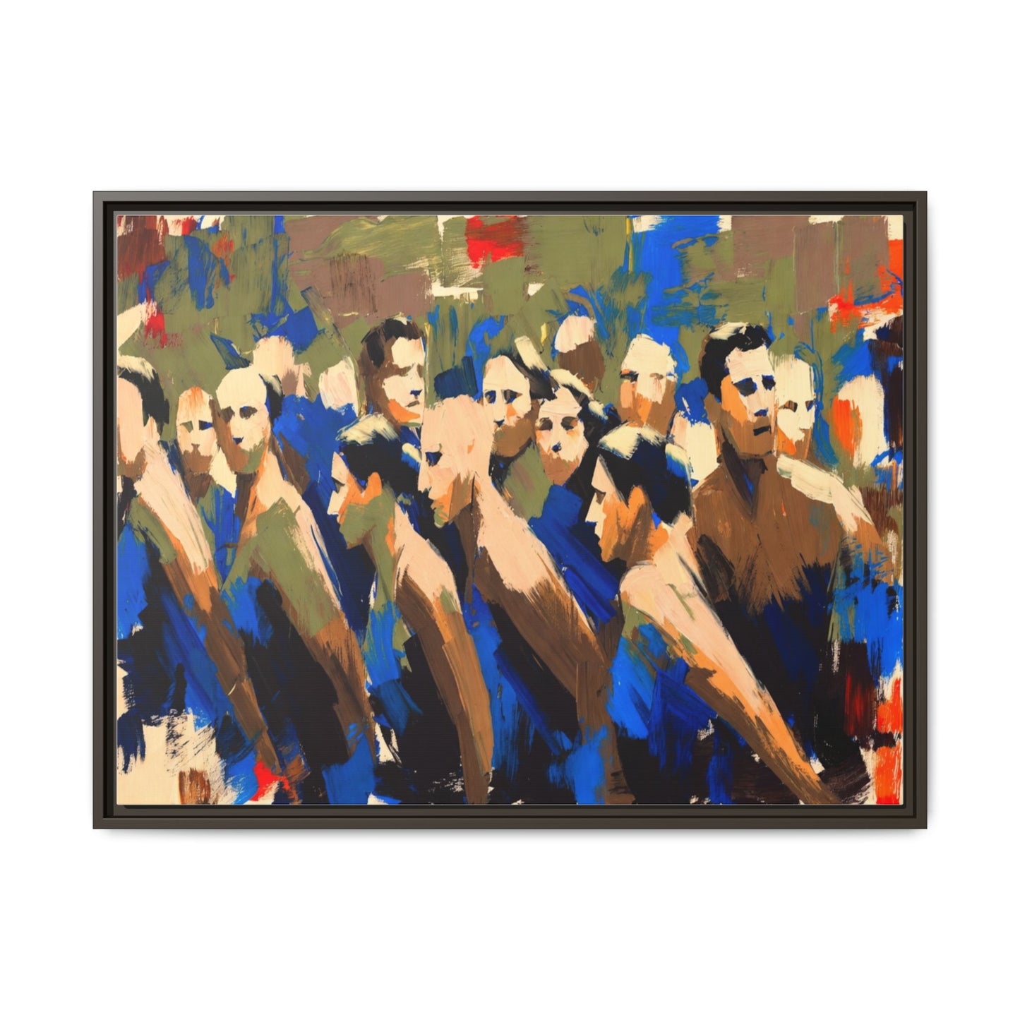 Abstract Crowd Matte Canvas Print — Framed Multi-Color Wall Art