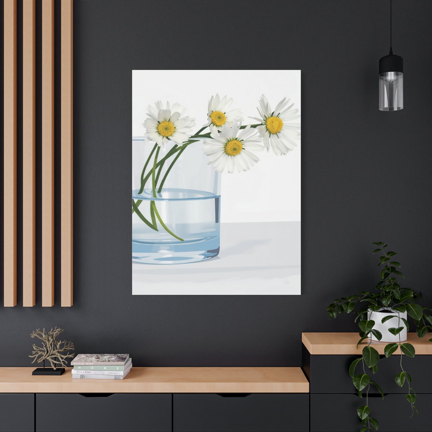Daisy Glass Vase Canvas Print — Matte Stretched Wall Art