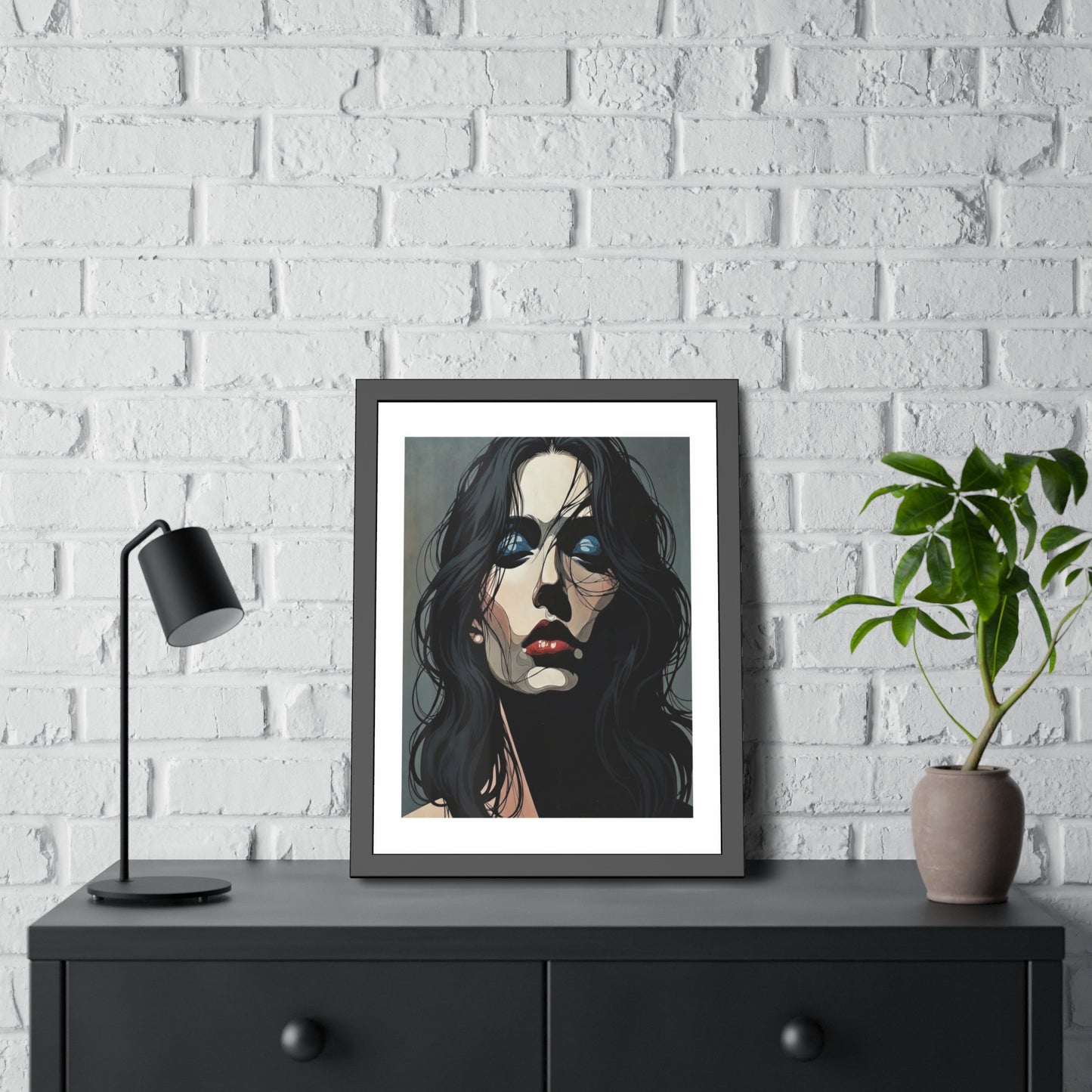 Framed Poster — Moody Portrait Art Print (Dark Feminine Wall Decor)
