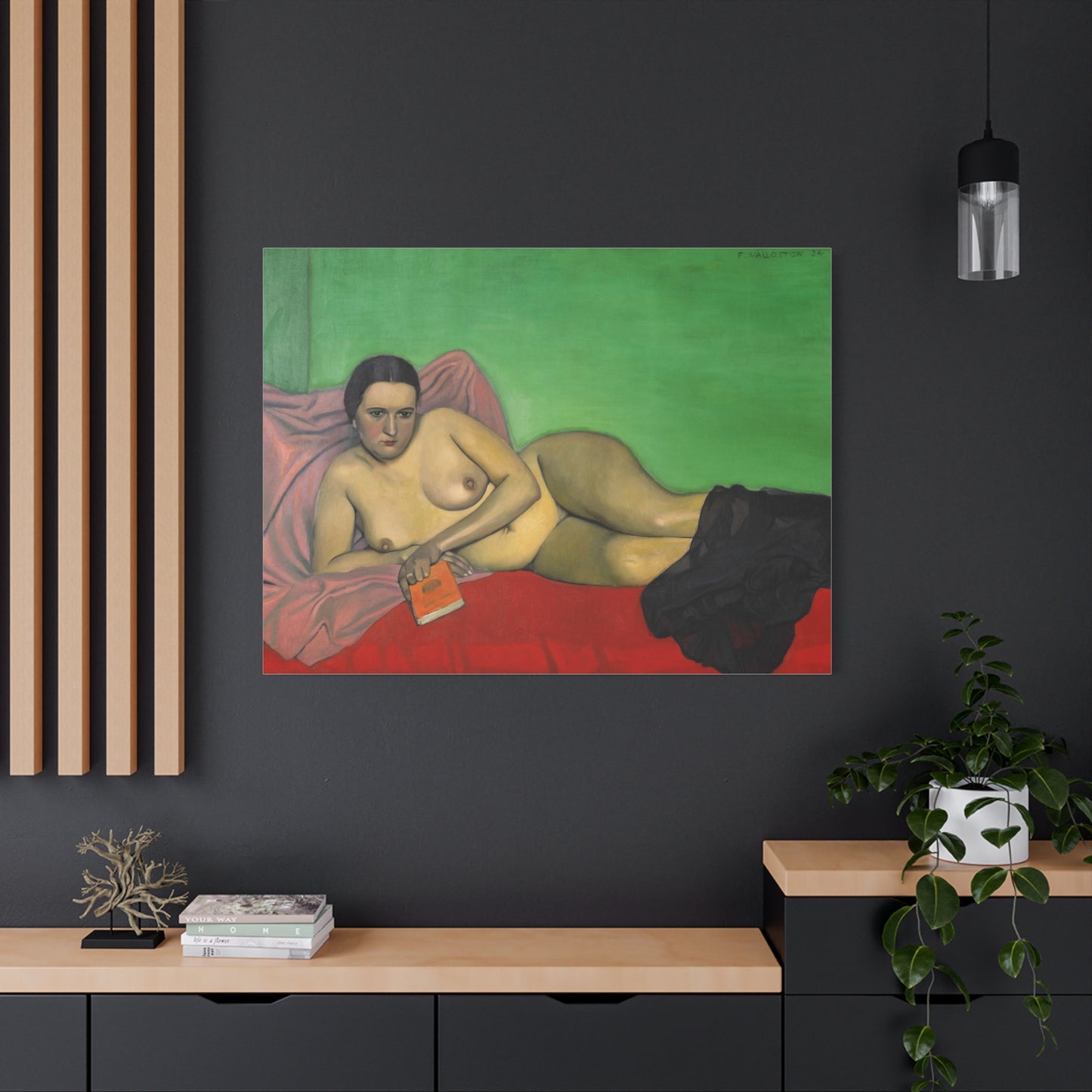 Femme nue tenant un livre by Félix Vallotton Matte Canvas Wall Art Print
