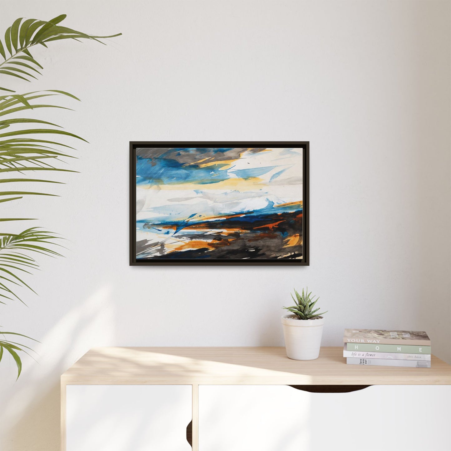 Abstract Coastal Waves Matte Canvas Framed Wall Art