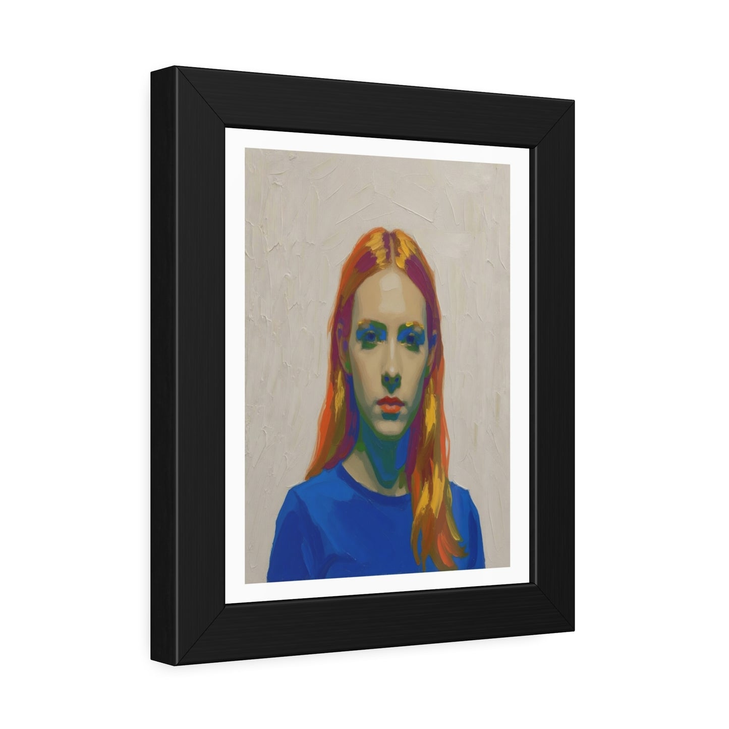 Framed Art Print — Colorful Portrait of Red-Haired Woman, Modern Pop Portrait Wall Art