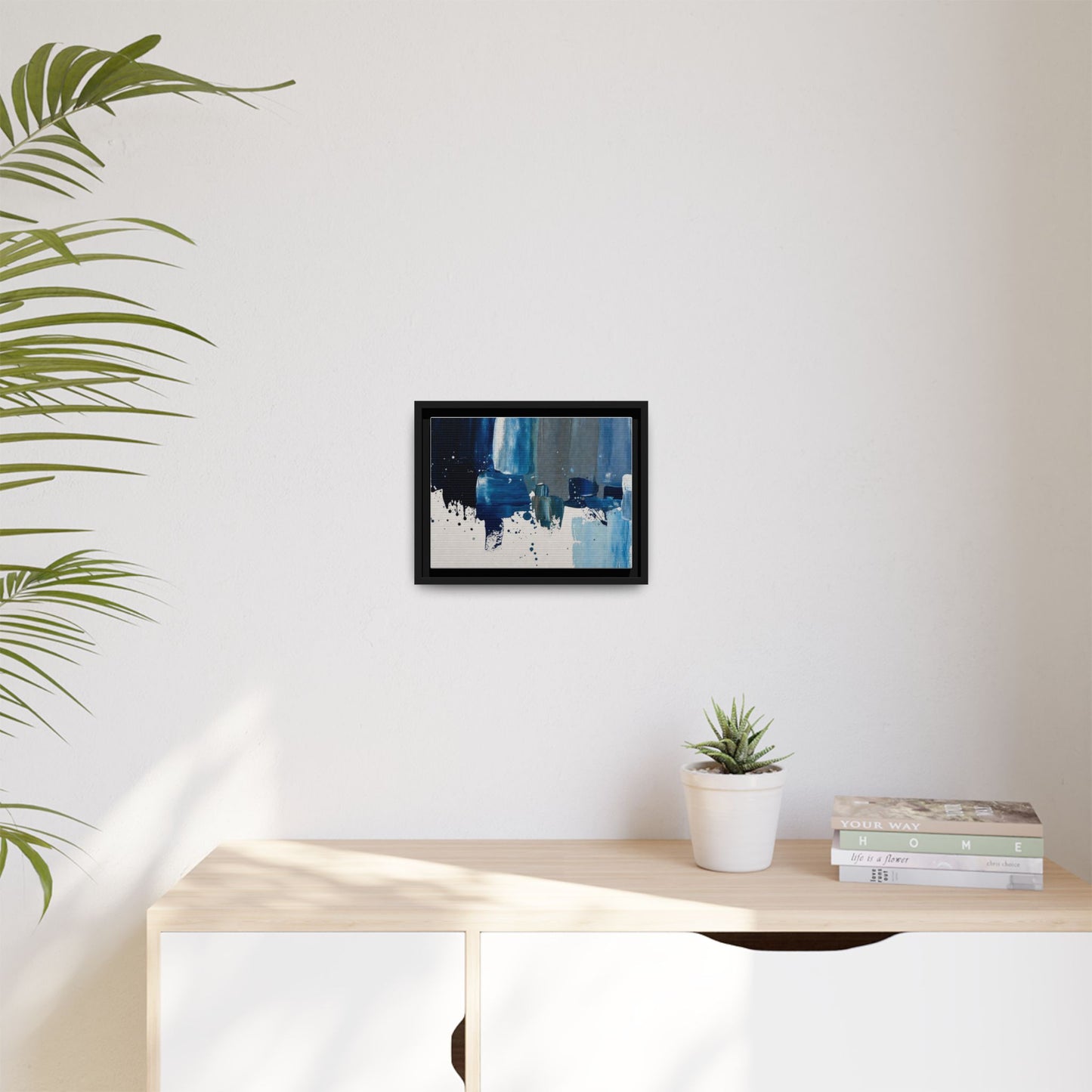Abstract Blue Ocean Matte Canvas Framed Wall Art